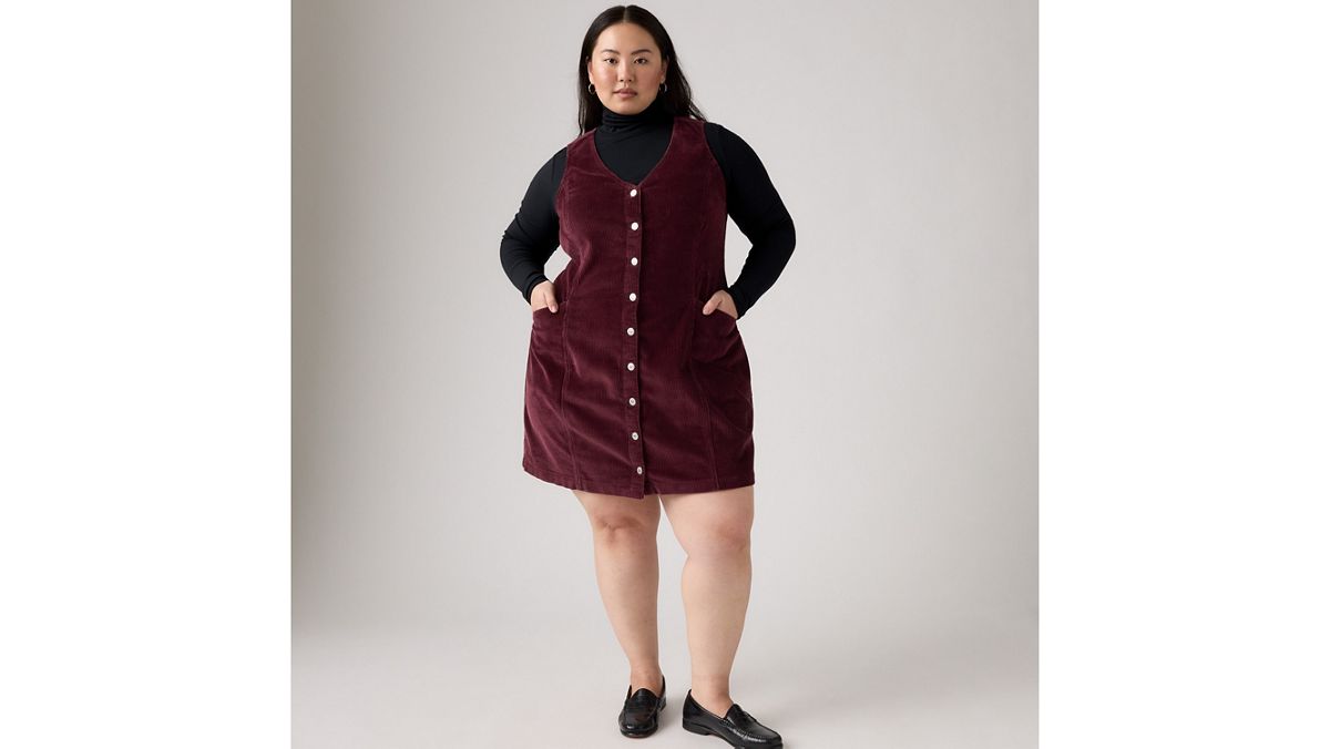 Vianna Vest Mini Dress (Plus Size) — Merlot - Red