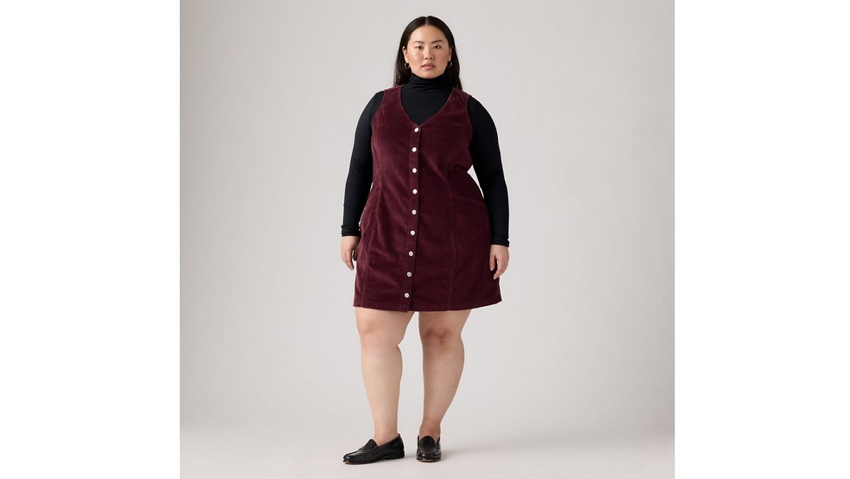 Vianna Vest Mini Dress (Plus Size) — Merlot - Red