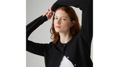Supersoft Pointelle Crewneck Cardigan — Anthracite Night - Black 4