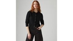 Supersoft Pointelle Crewneck Cardigan — Anthracite Night - Black 2