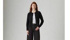 Supersoft Pointelle Crewneck Cardigan — Anthracite Night - Black 1