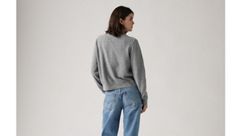 Supersoft Pointelle Crewneck Cardigan — Dark Heather Gray - White 3