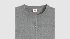 Supersoft Pointelle Crewneck Cardigan — Dark Heather Gray - White 6