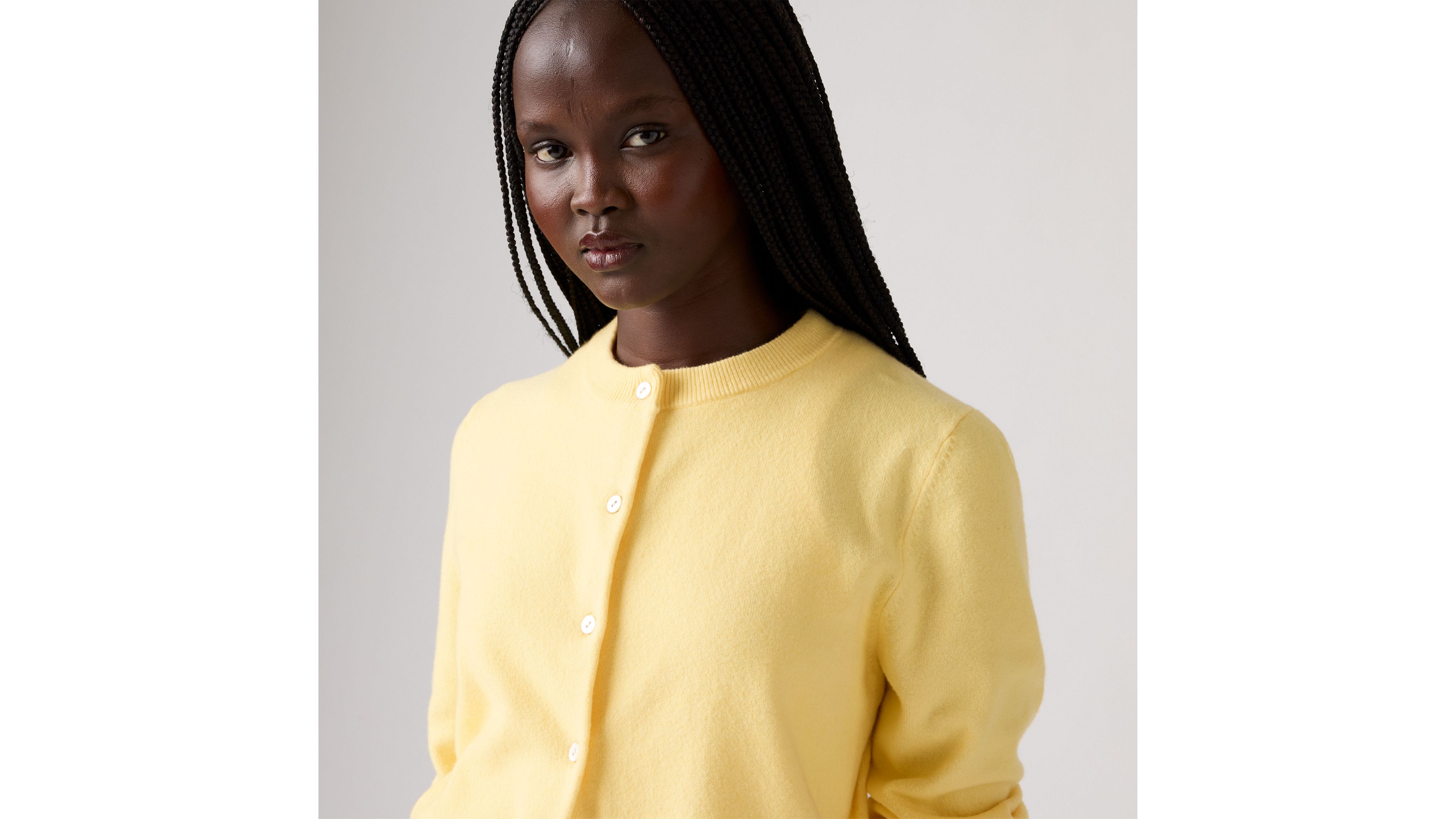 Levi's Supersoft Crewneck Cardigan In Gold