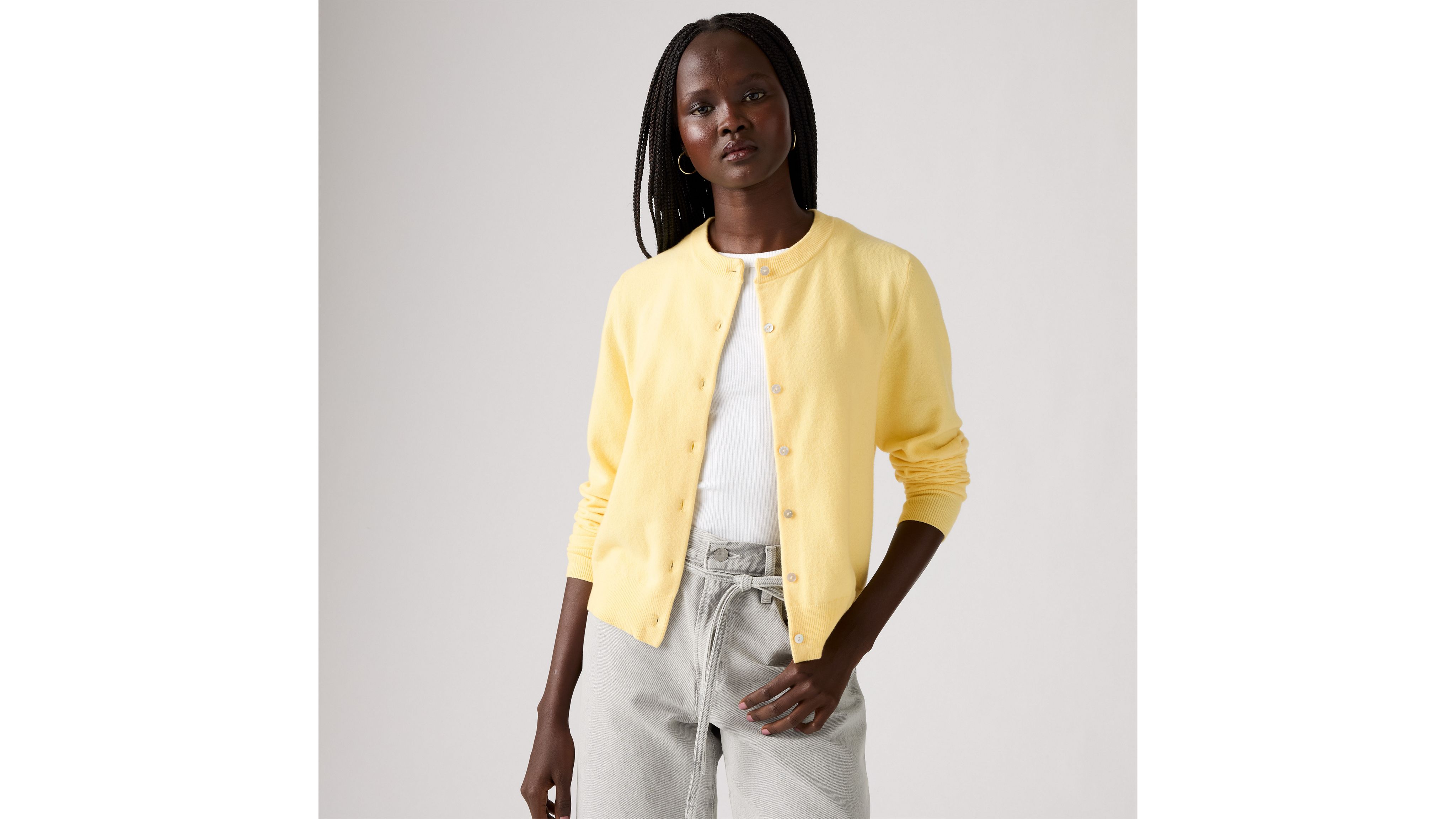 Levi's Supersoft Crewneck Cardigan In Gold