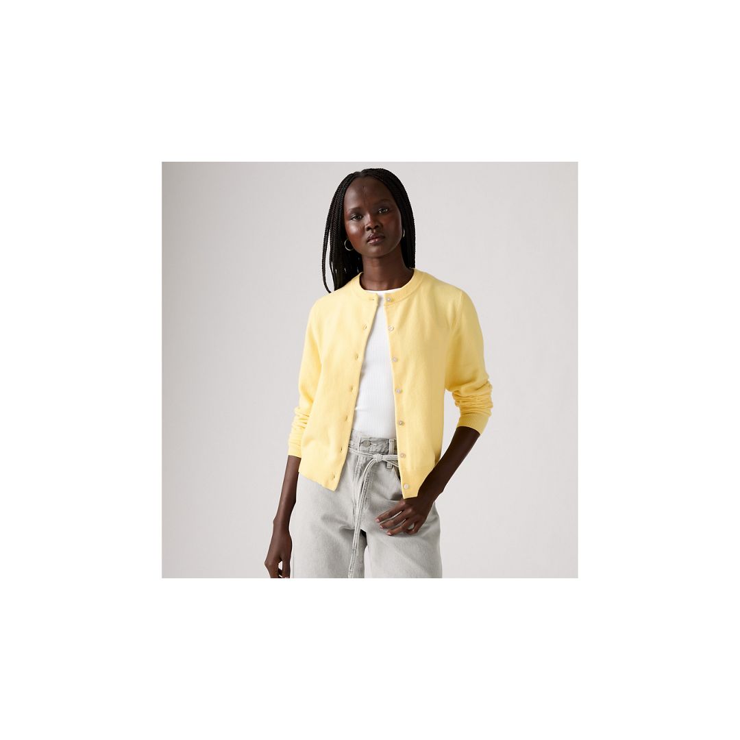 Levi's Supersoft Crewneck Cardigan In Gold
