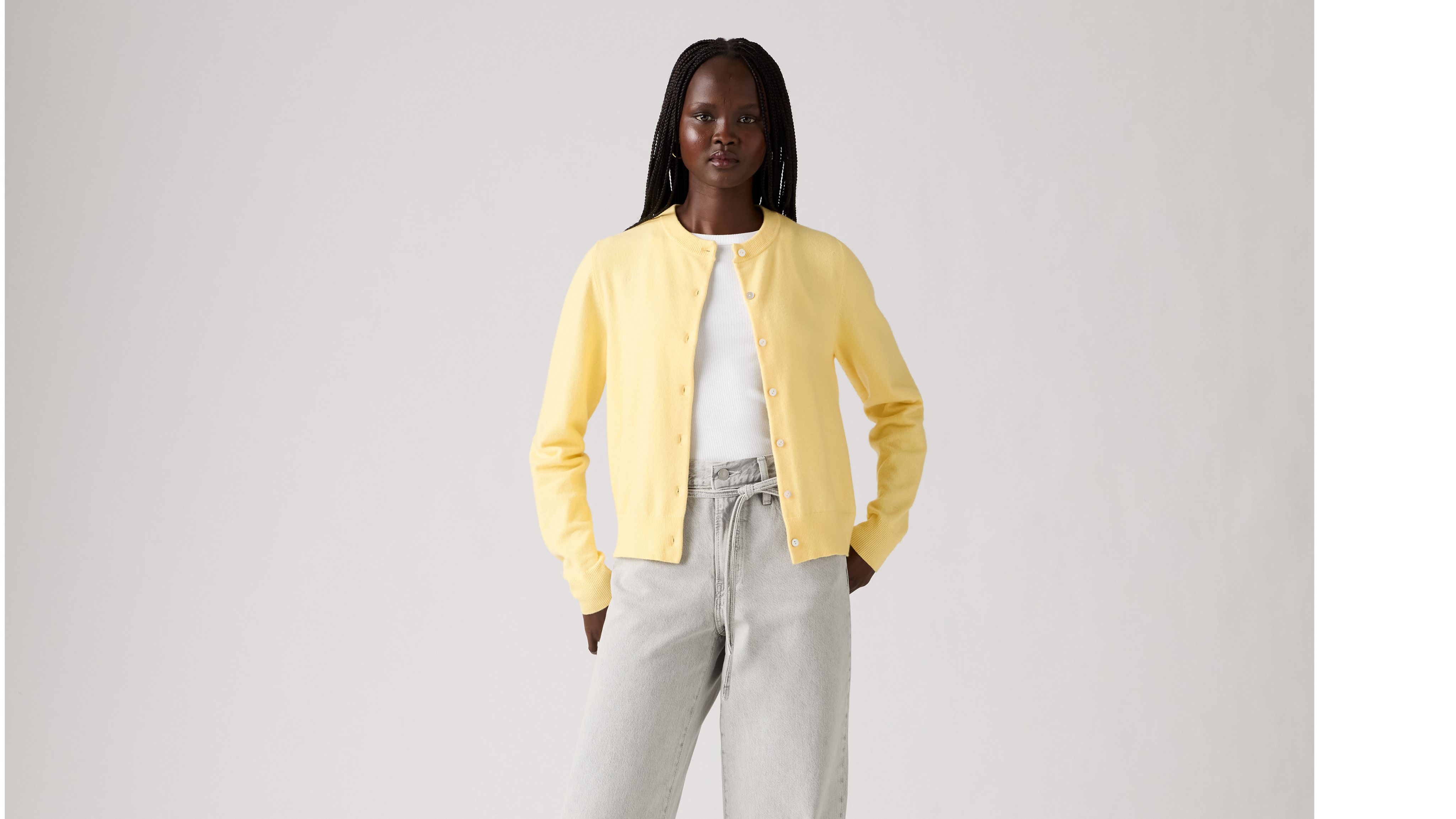 Levi's Supersoft Crewneck Cardigan In Gold