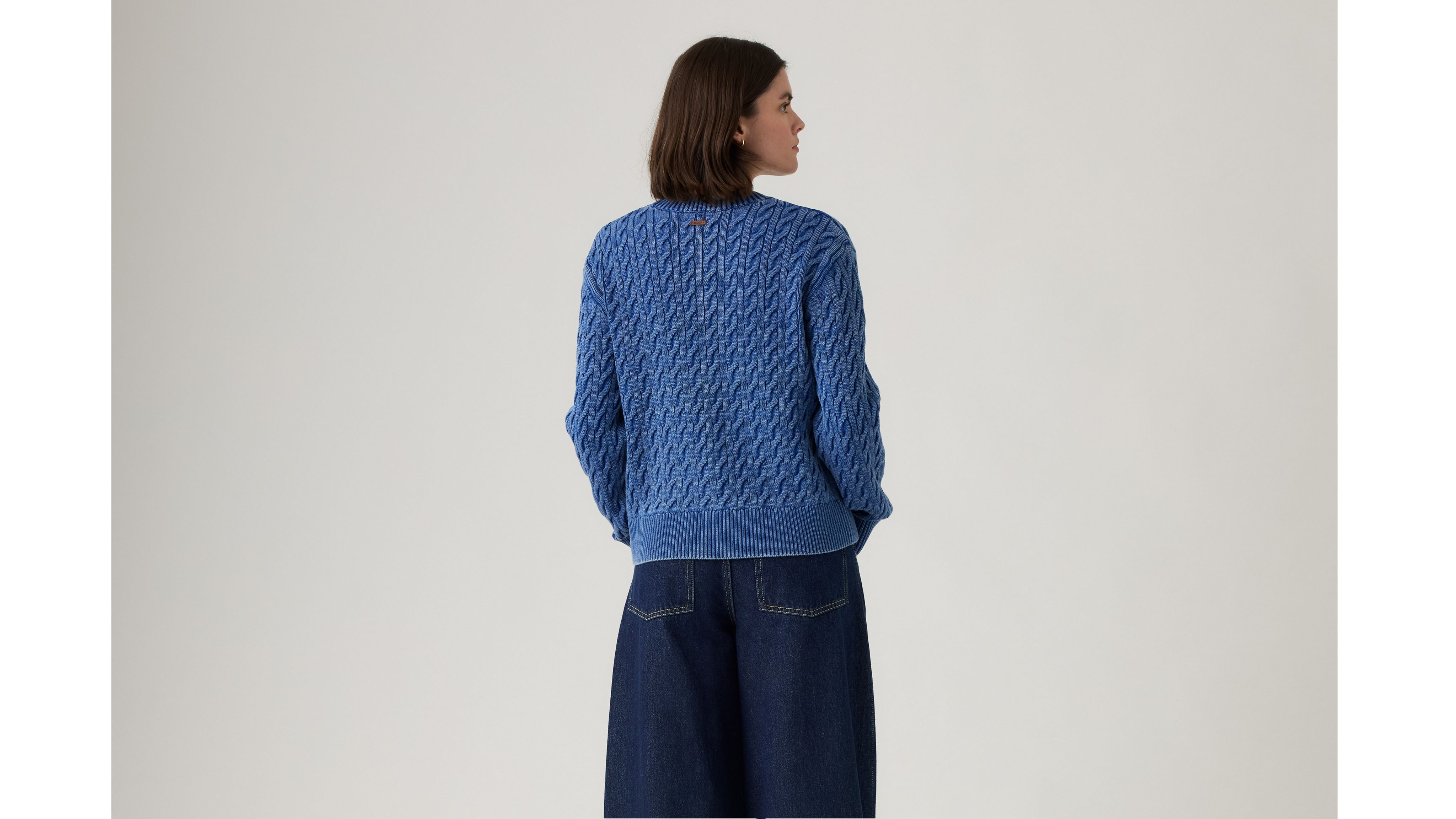 Boyfriend Cable Crewneck Pullover