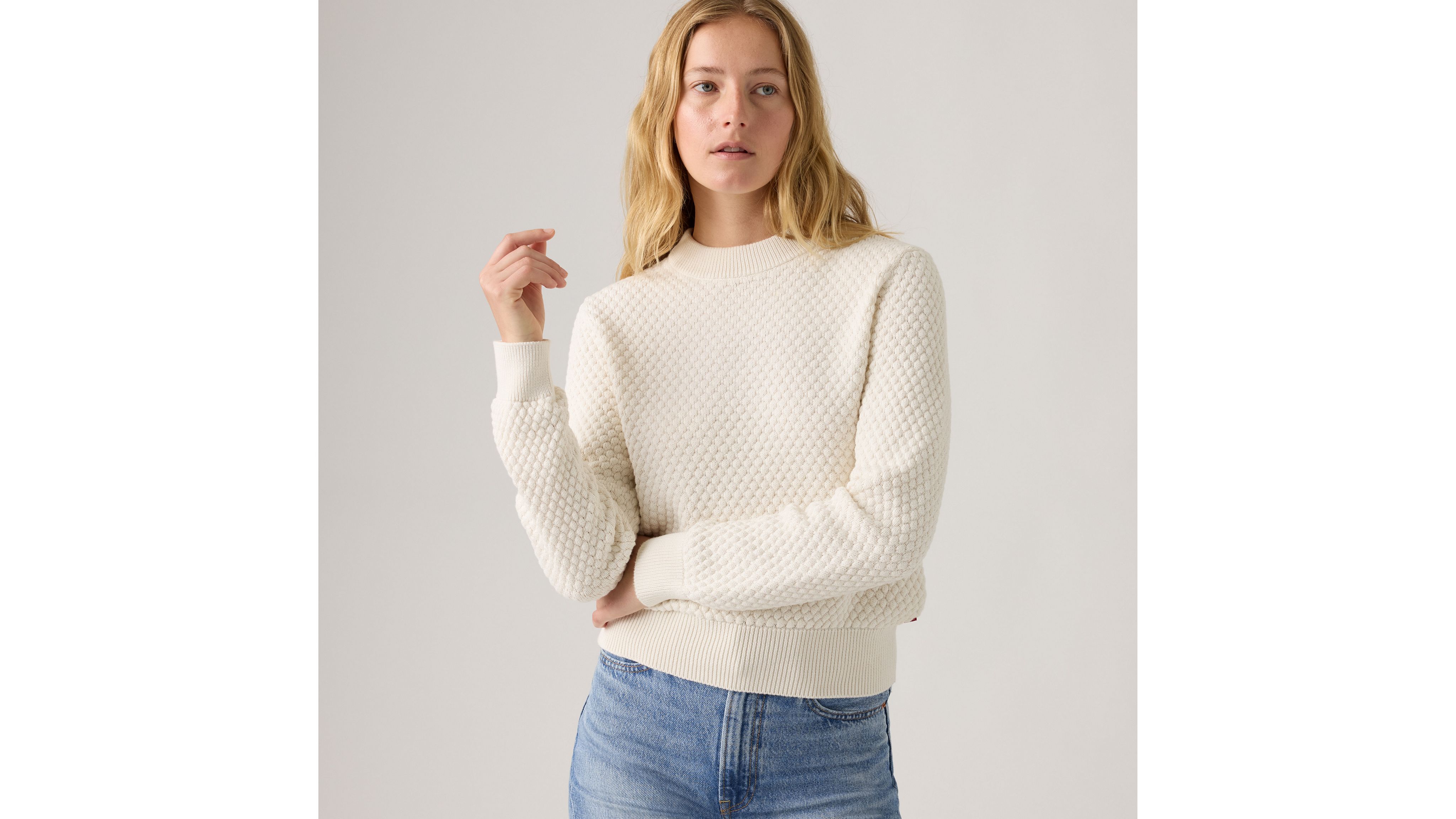 Levi's Snowflake Crew Sweater In White