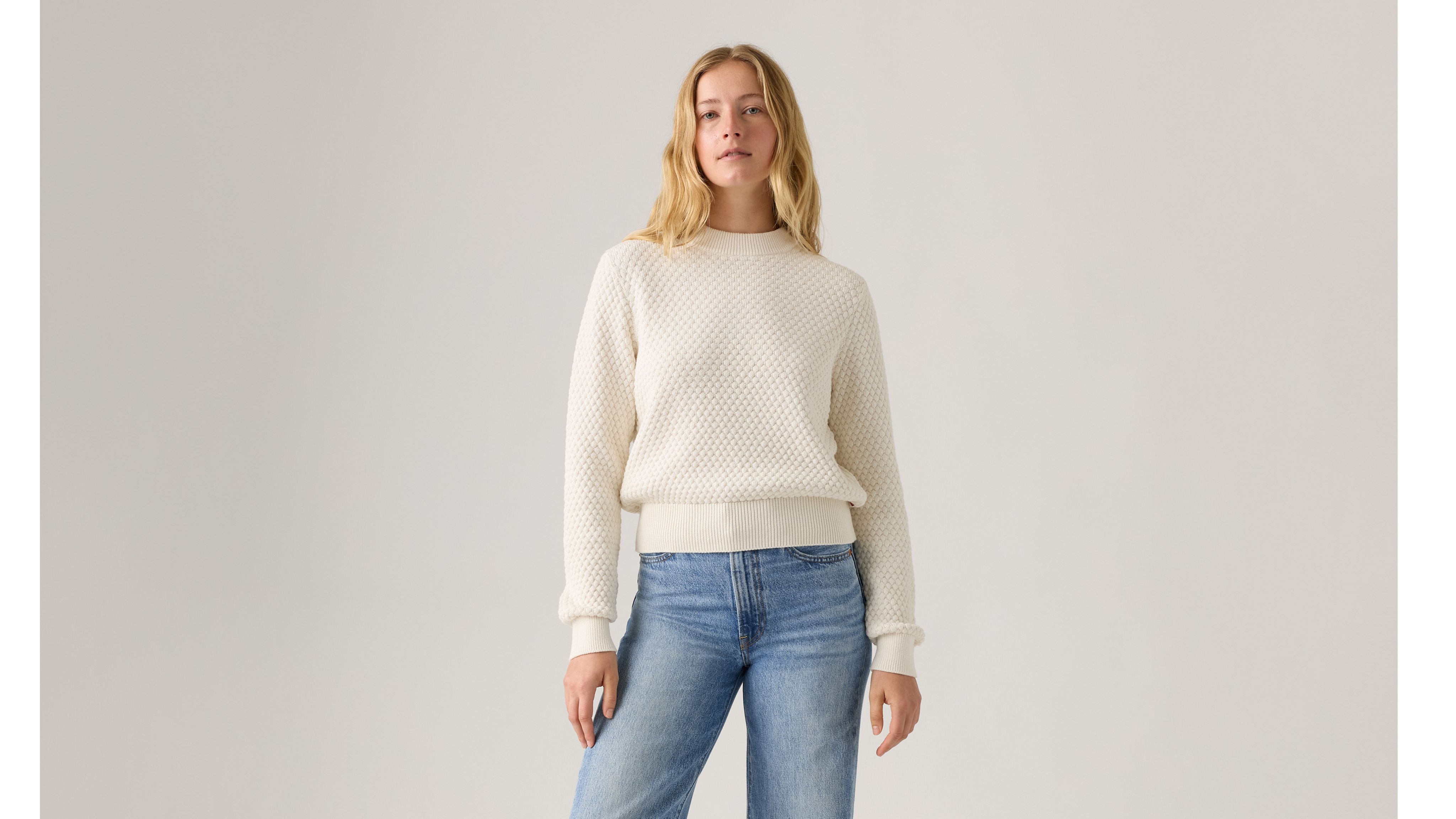 Levi's Snowflake Crew Sweater In White