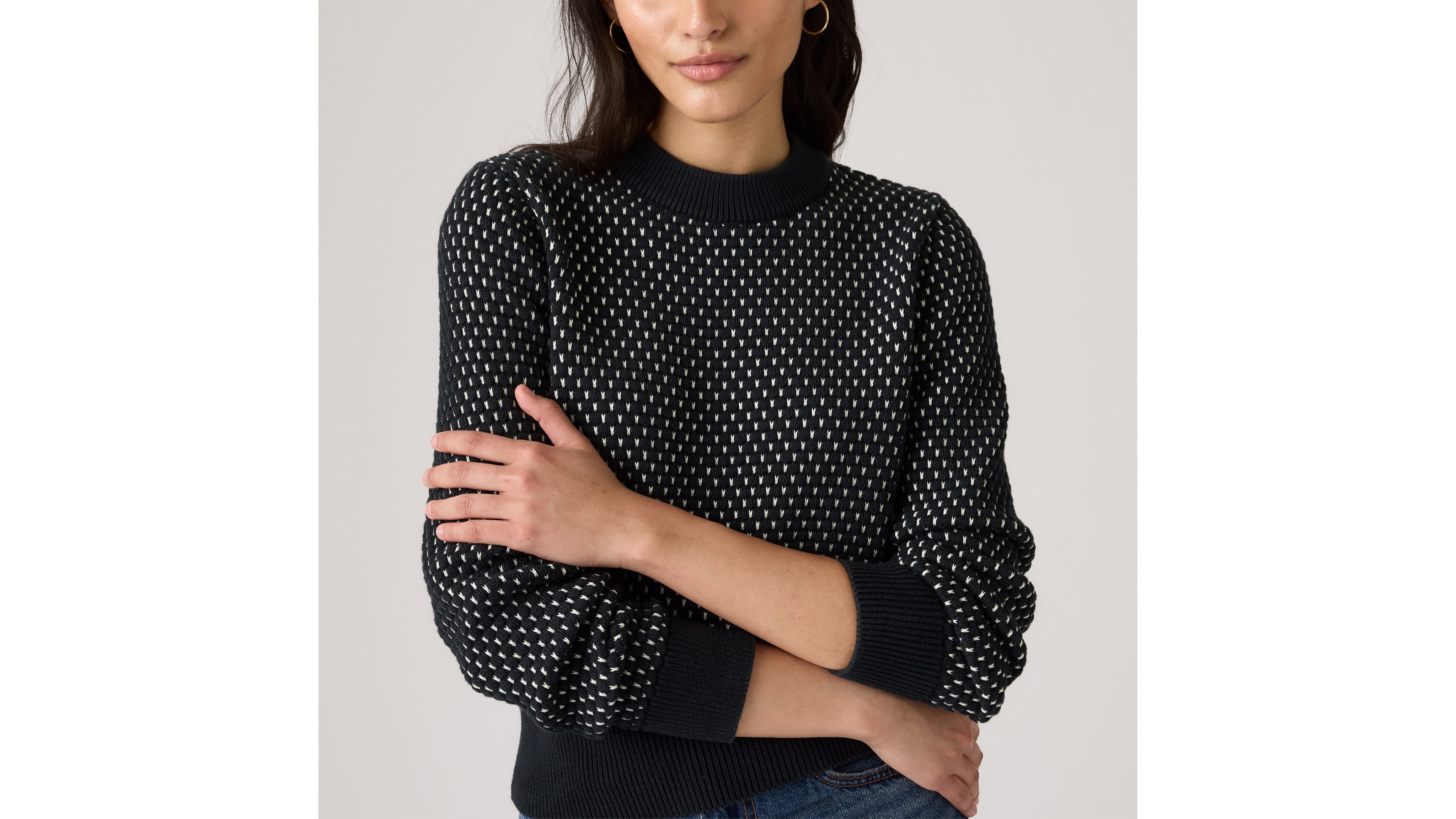Levi's Snowflake Crew Sweater In Gray