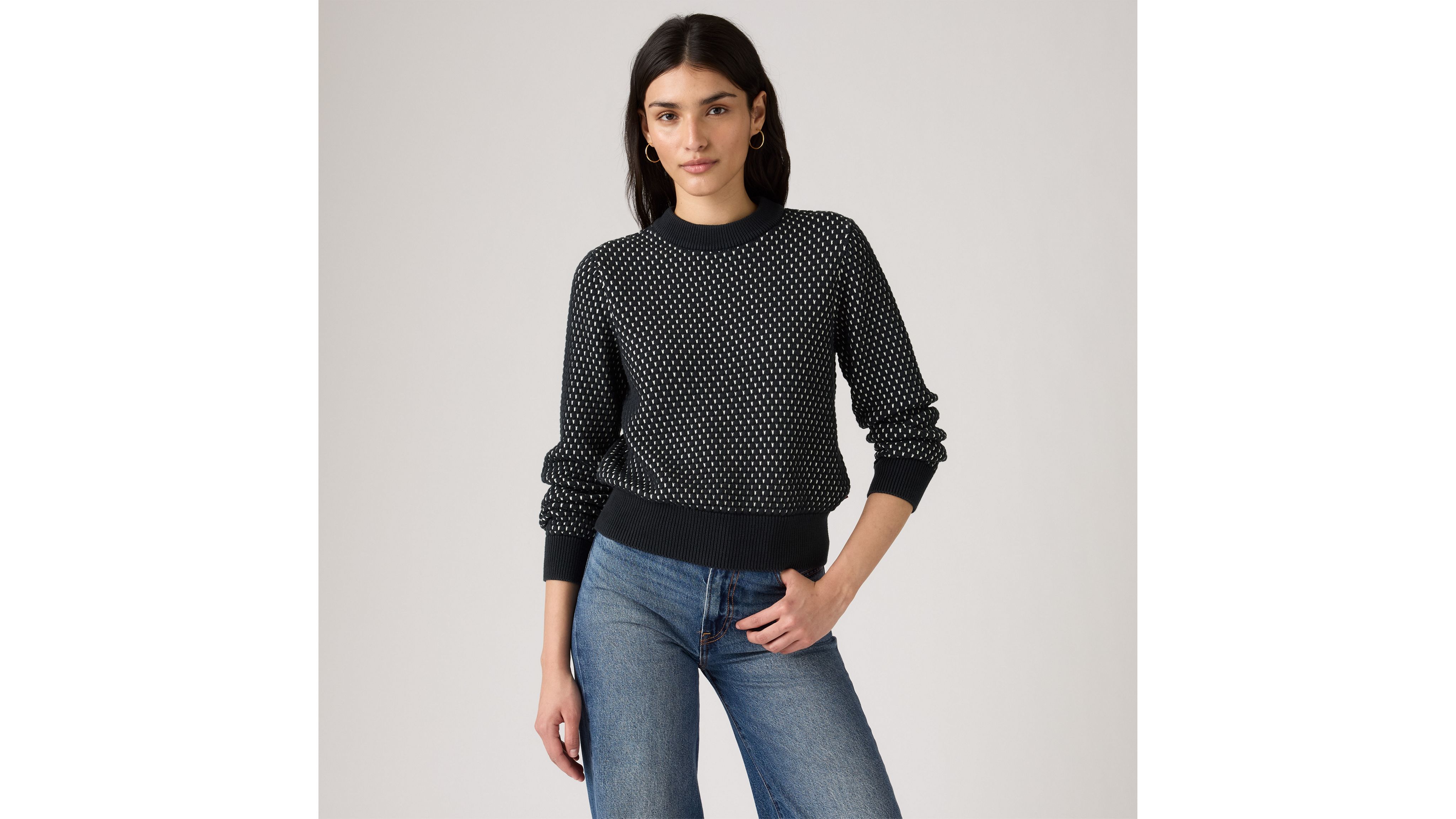 Levi's Snowflake Crew Sweater In Gray