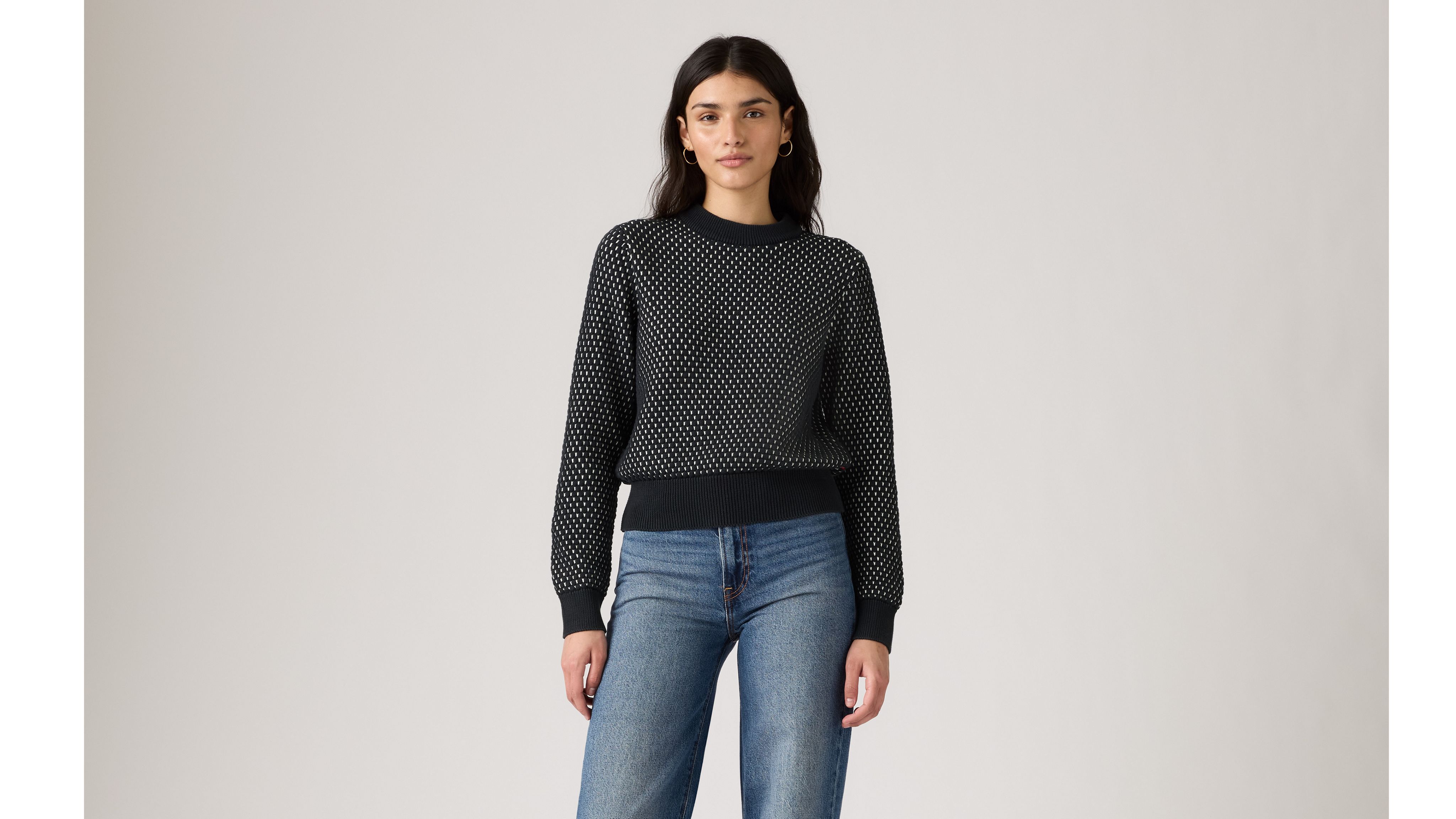Levi's Snowflake Crew Sweater In Gray