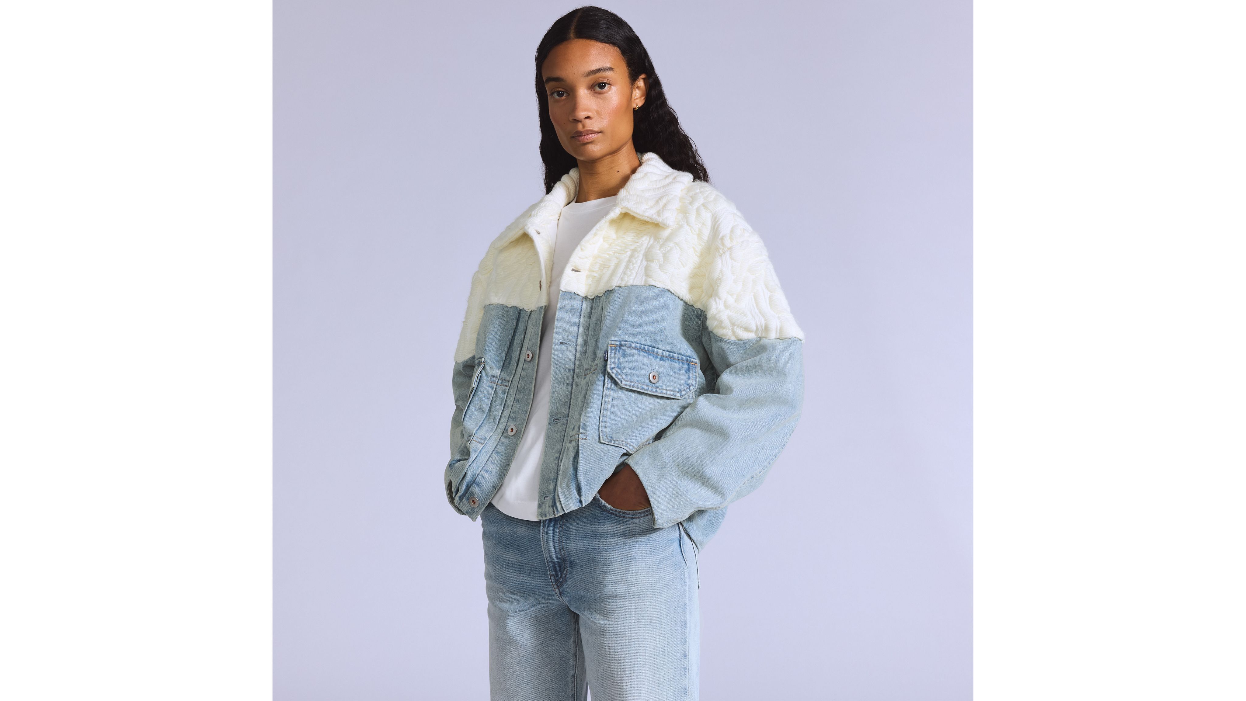 Levi's Blue Tab Aran Trucker Jacket In Blue