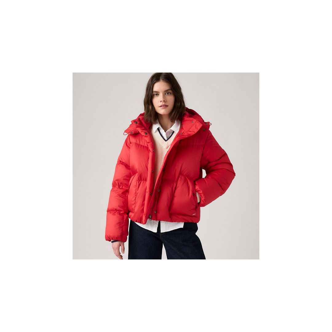 Levi's Western Bubble Shortie Jacket In Red