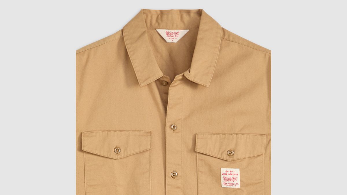 Long-Sleeve Worker Shirt — Tiger's Eye Twill - Brown