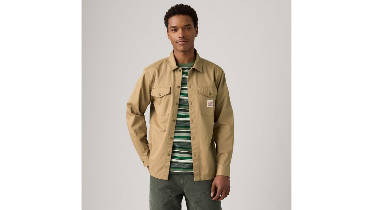 Long-Sleeve Worker Shirt — Tiger's Eye Twill - Brown