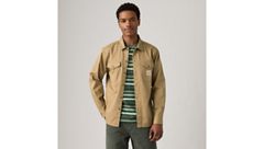 Long-Sleeve Worker Shirt — Tiger's Eye Twill - Brown 1