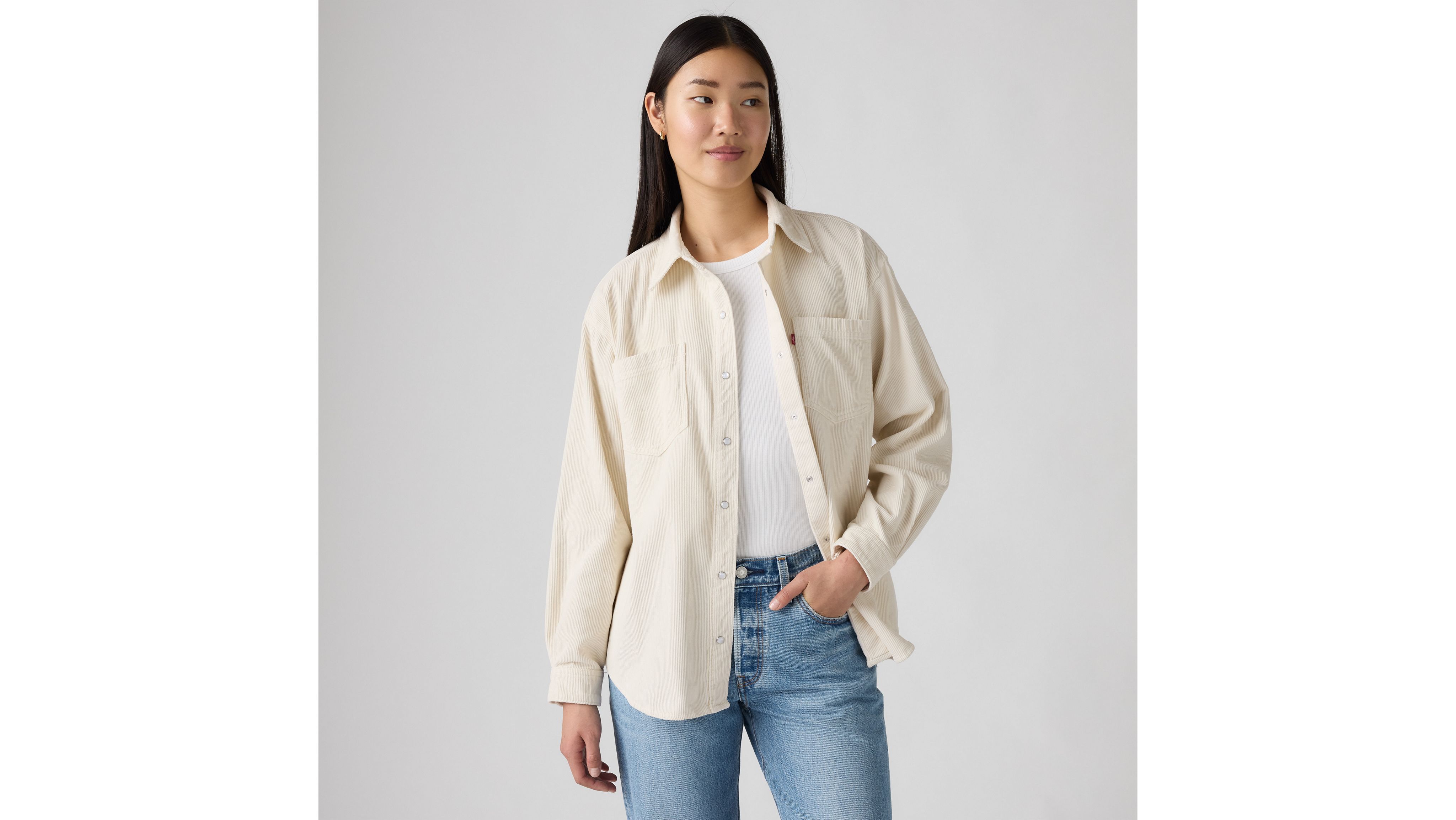 Levi's Iris Corduroy Overshirt In Neutral