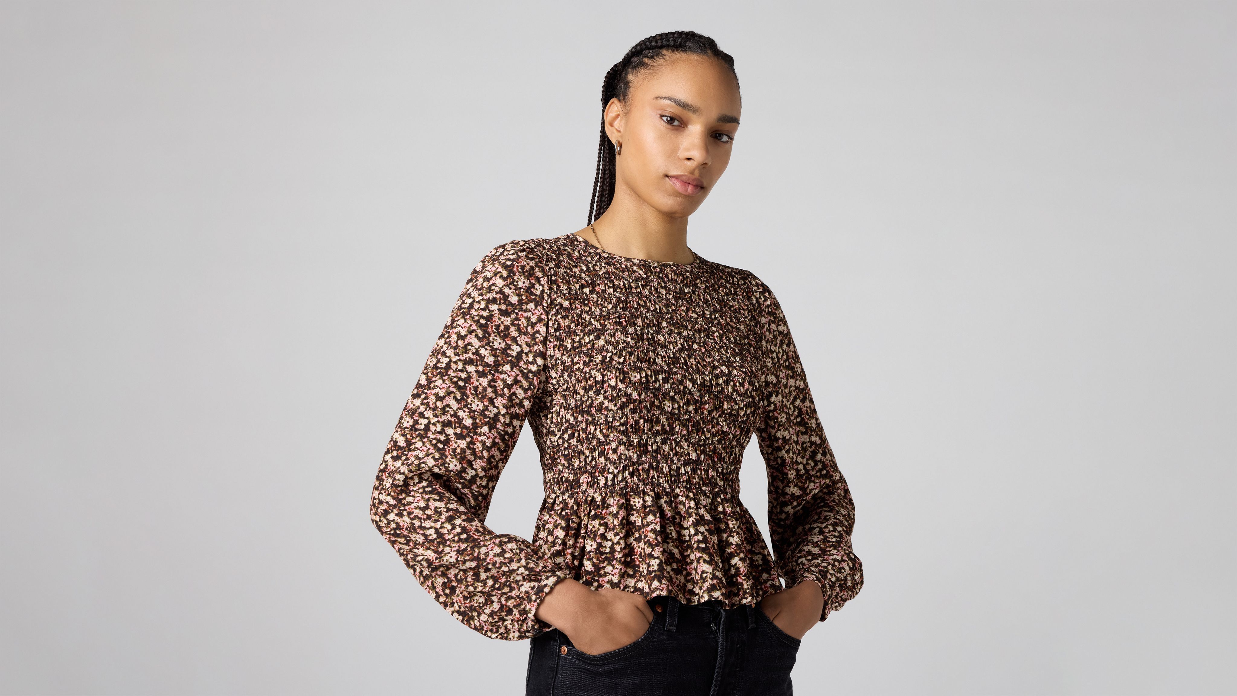 Levi's Fleur Smocked Top In Green