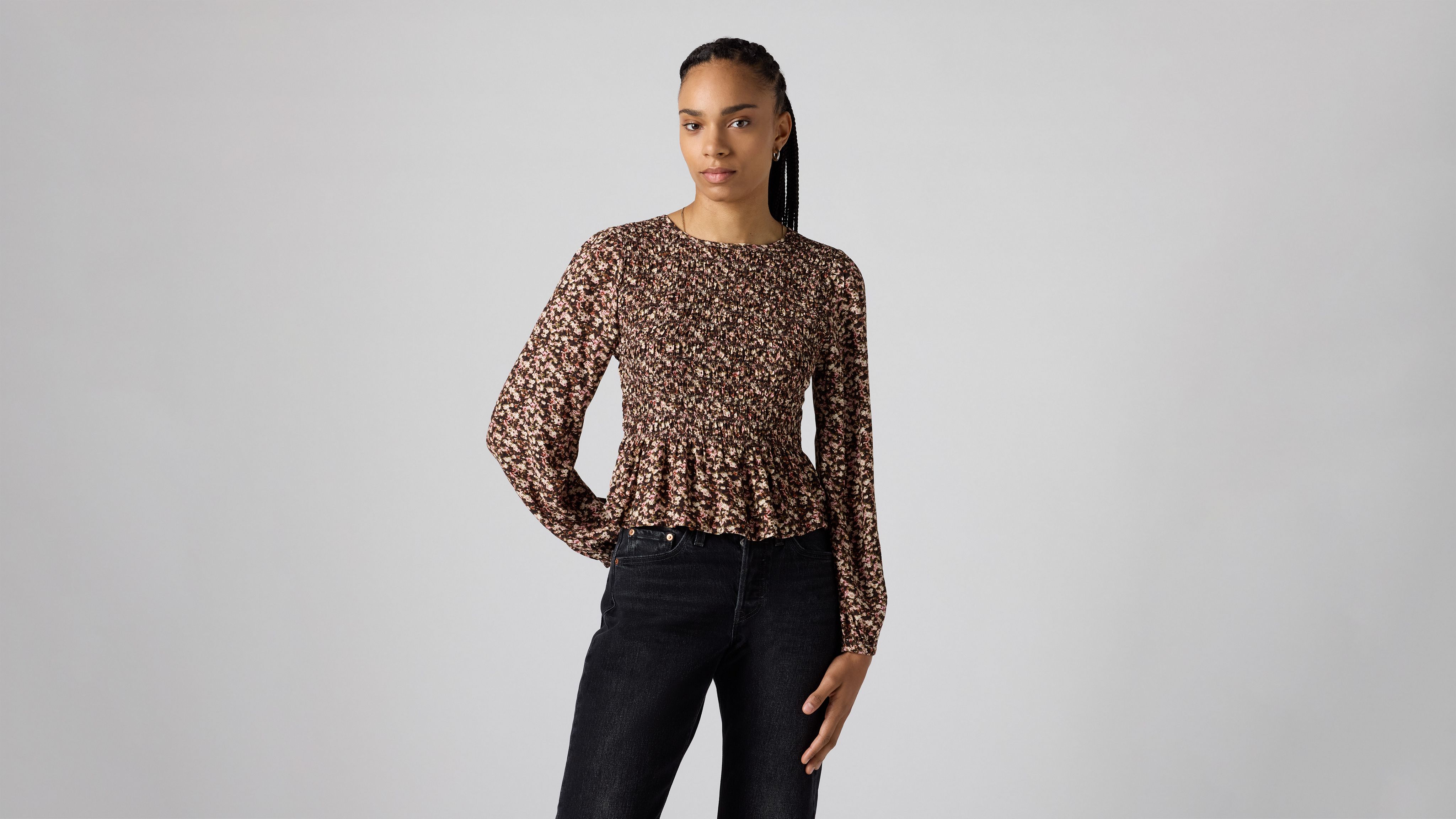 Levi's Fleur Smocked Top In Green