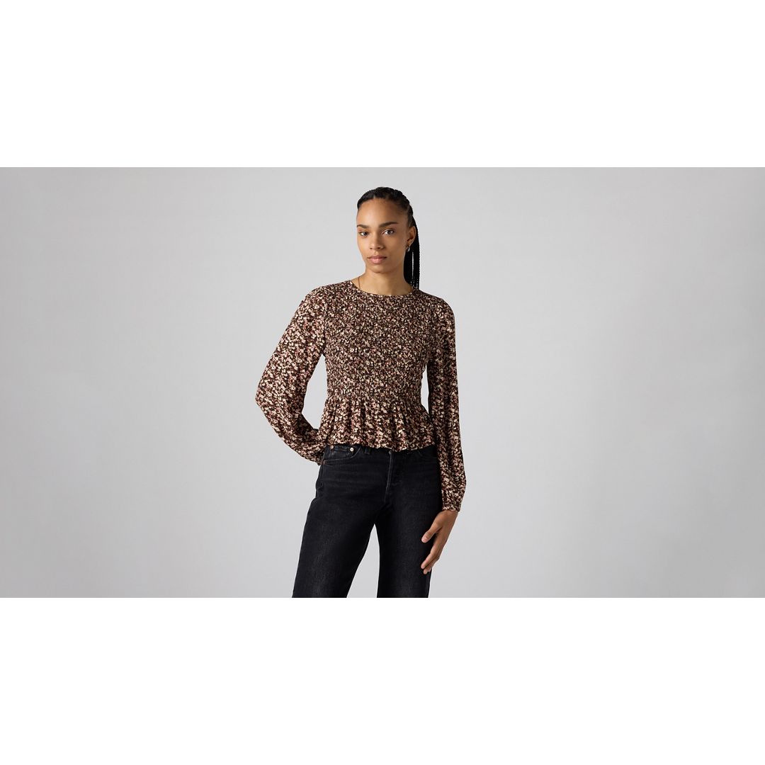Levi's Fleur Smocked Top In Green