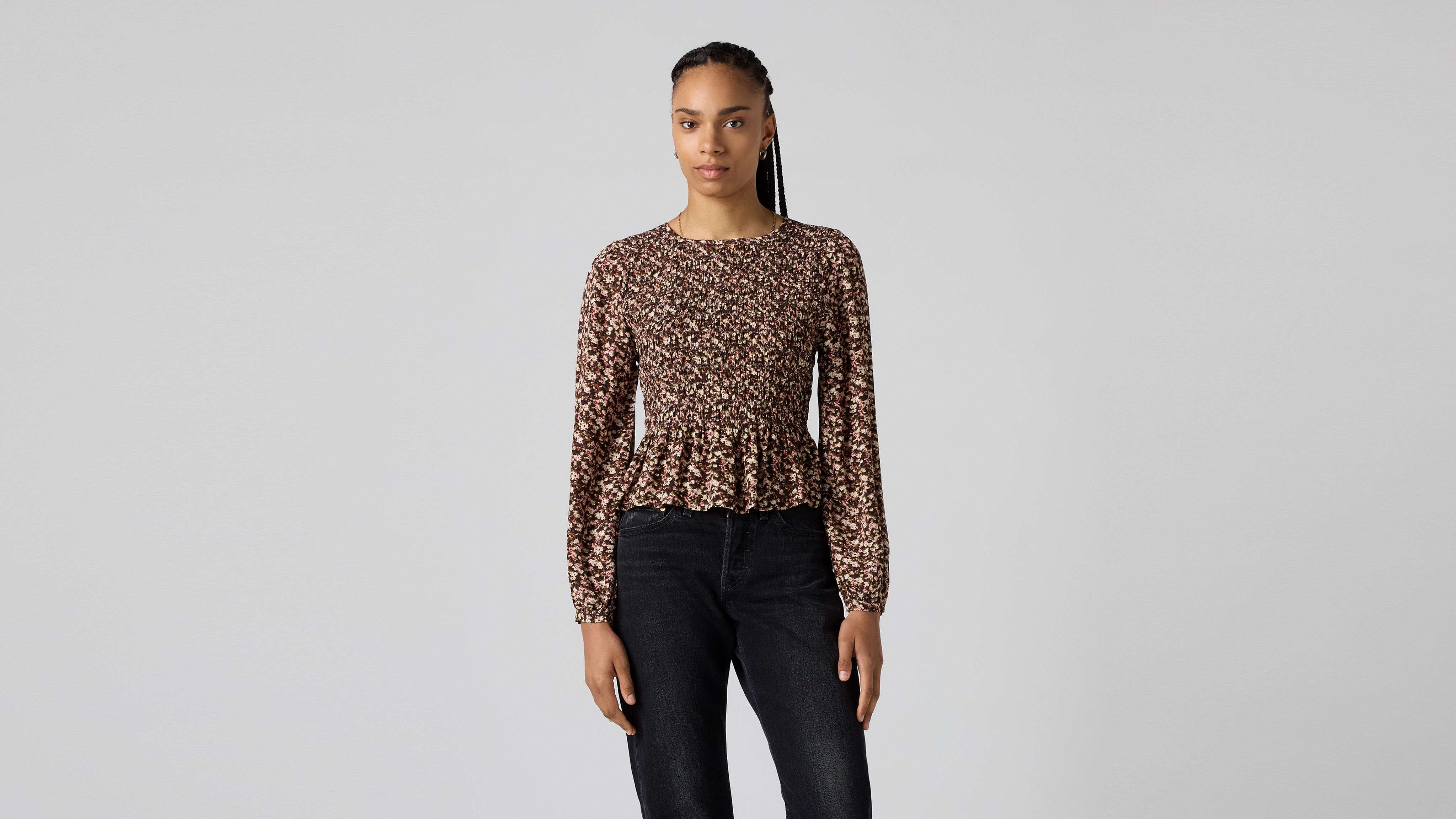 Levi's Fleur Smocked Top In Green