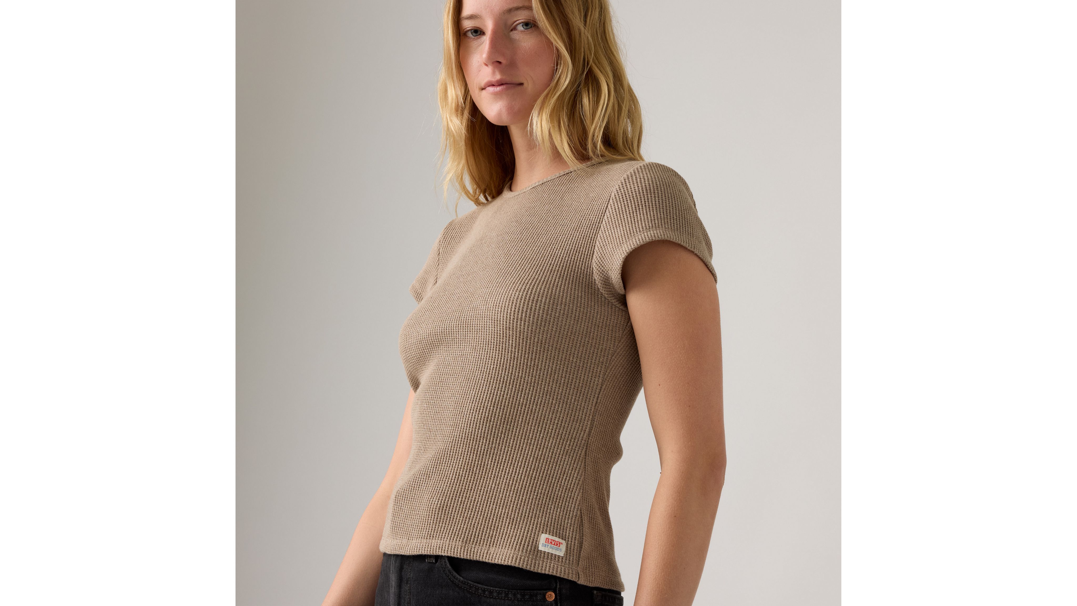 Dry Goods Waffle Cap-Sleeve Tee