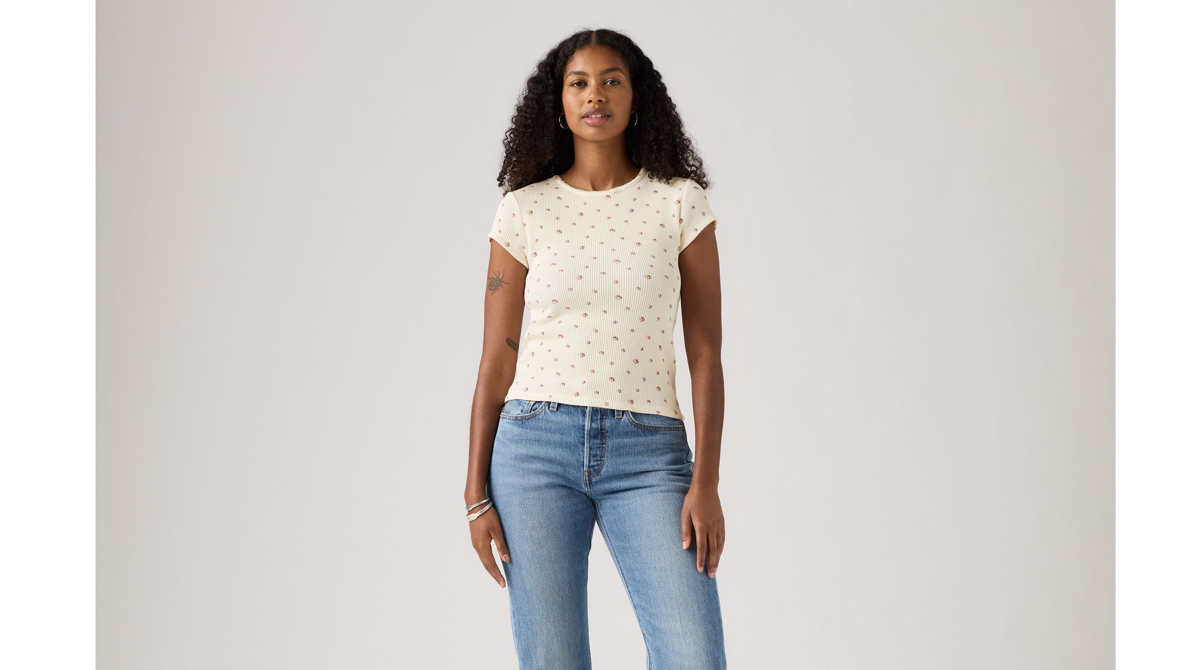 Dry Goods Waffle Cap-Sleeve Tee