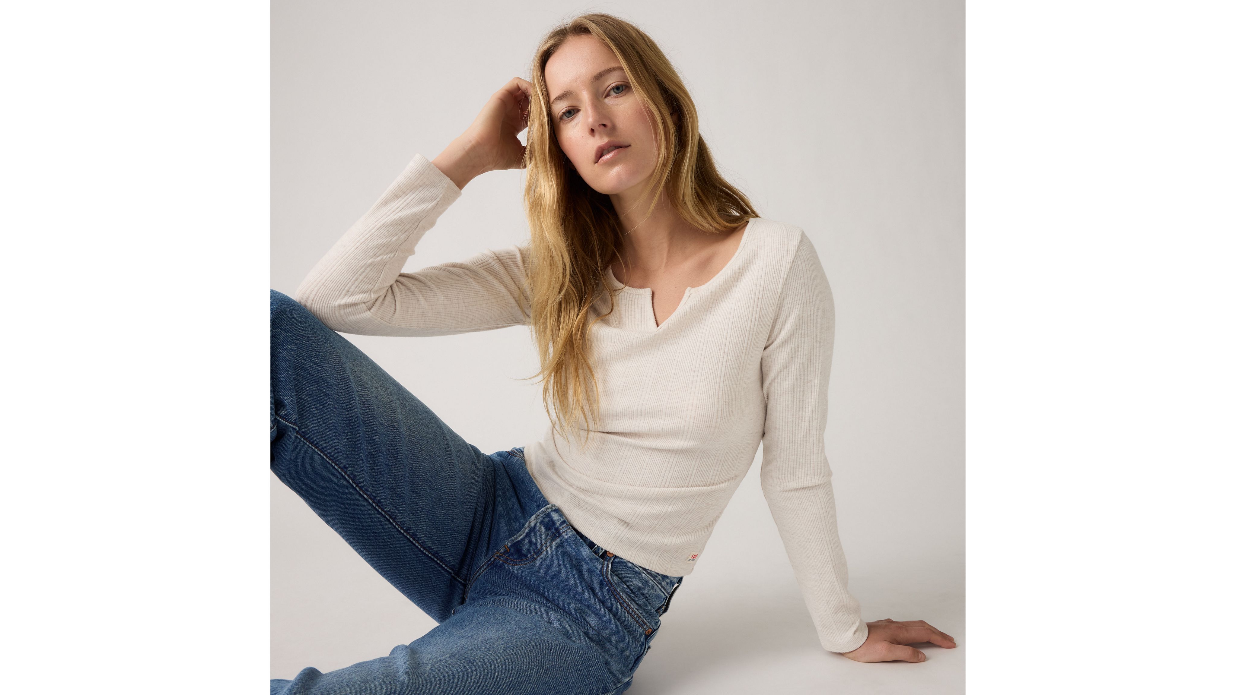 Levi's Dry Goods Women's Supersoft Long-sleeve Tee T-shirt Xl In White