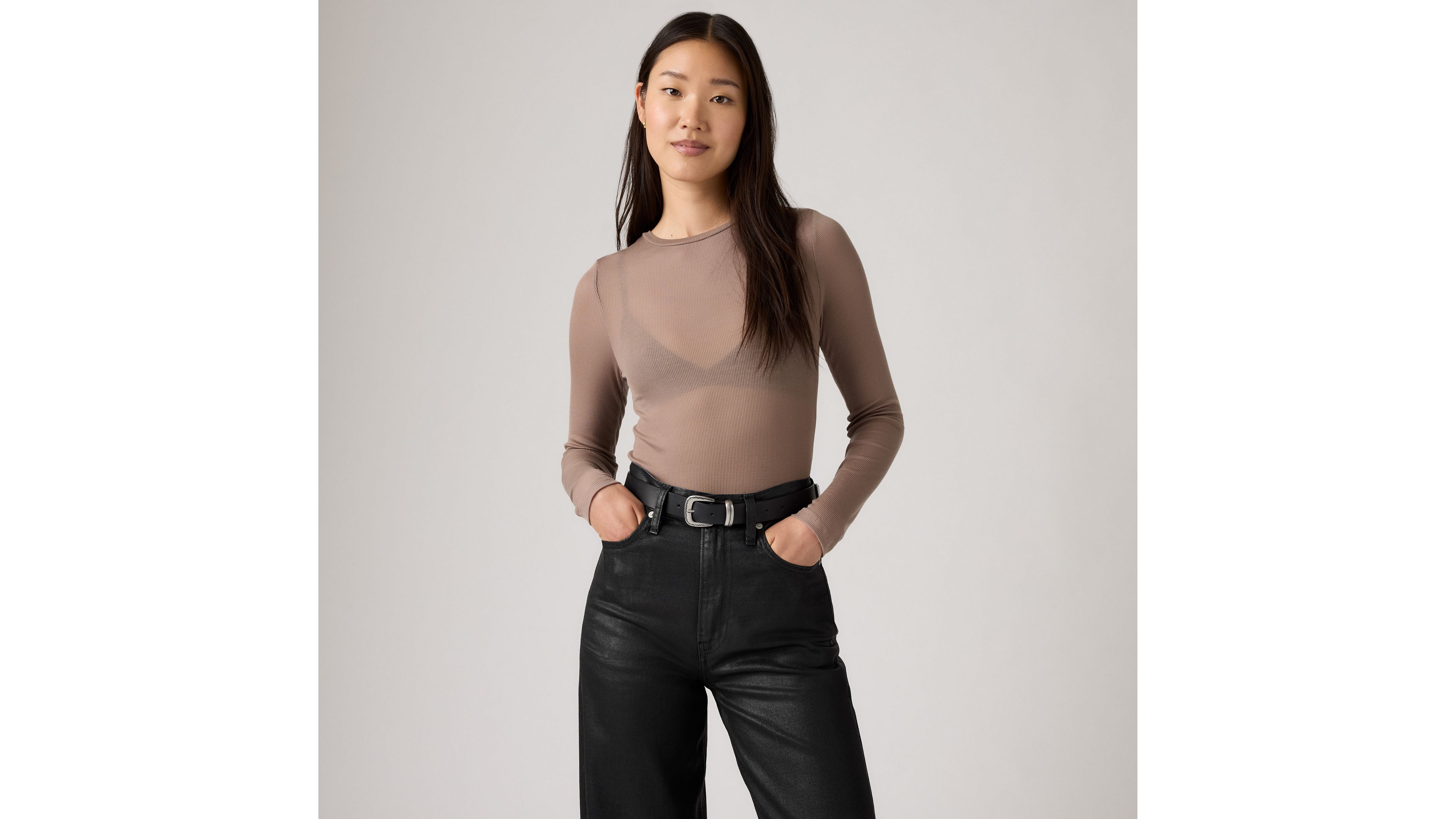 Sheer Long-Sleeve Layering Top 1