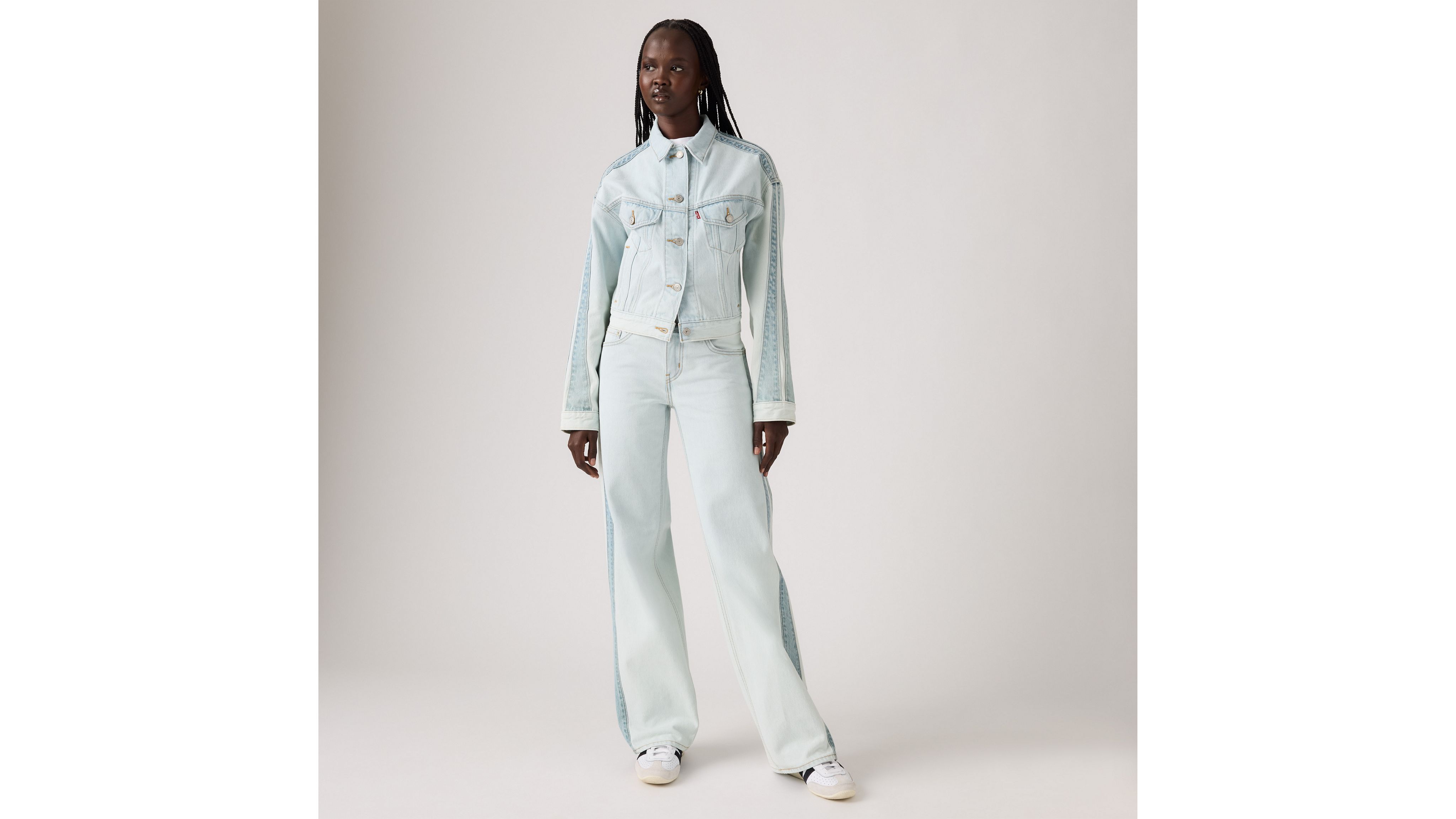 Gestreifte Superlow Loose Jeans 1