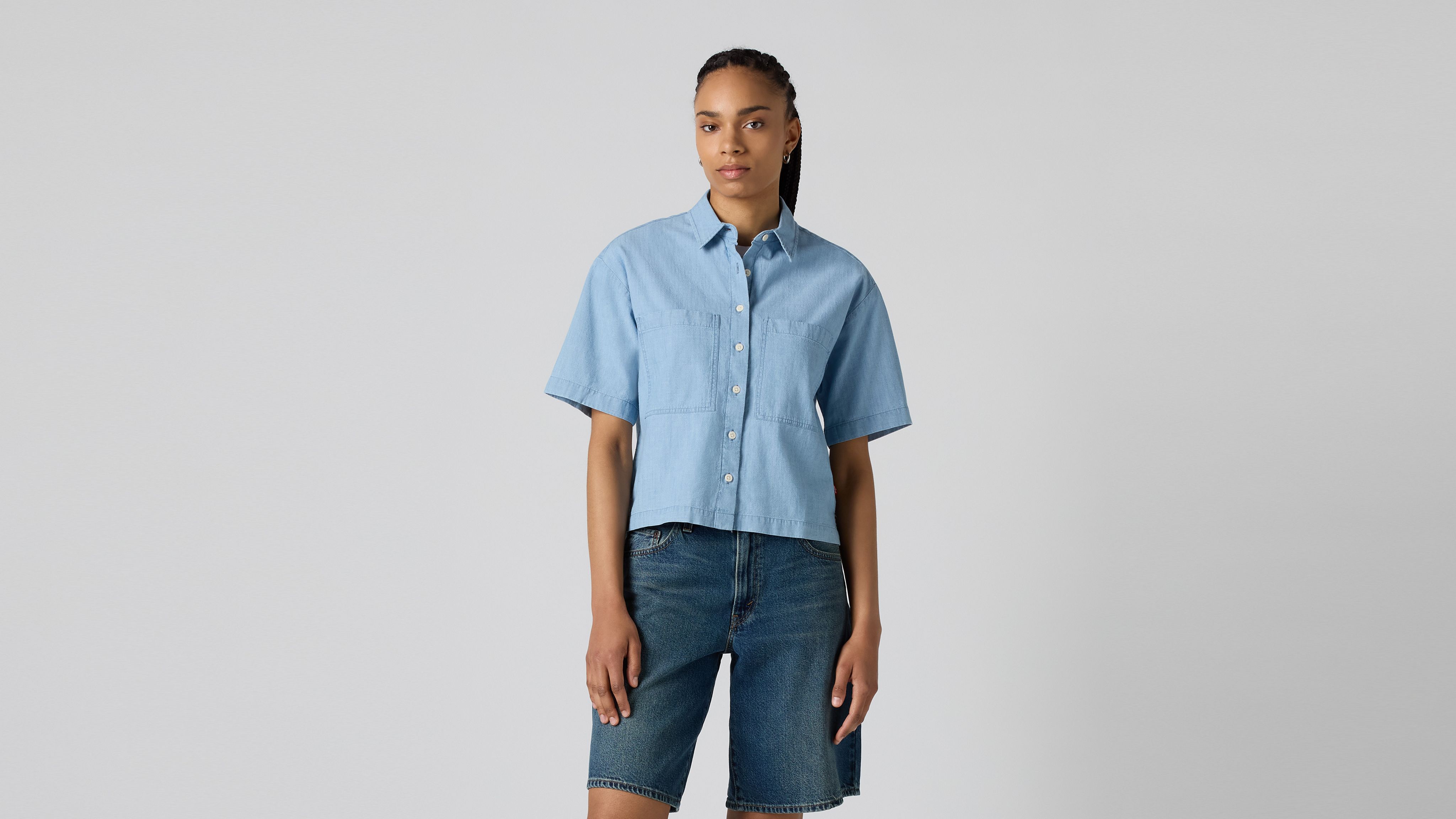 Harlie Short-Sleeve Cropped Shirt