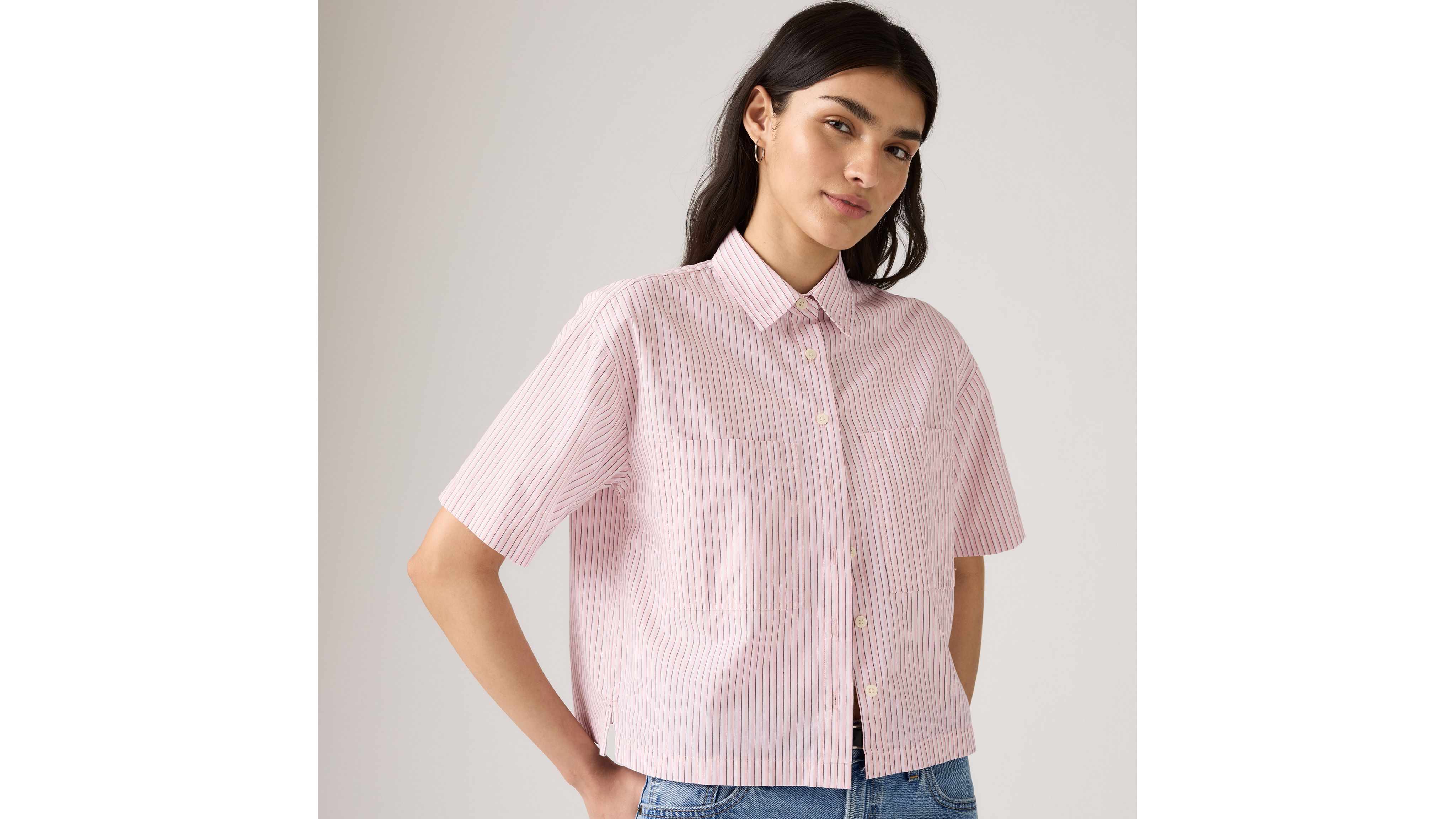 Harlie Short-Sleeve Cropped Shirt
