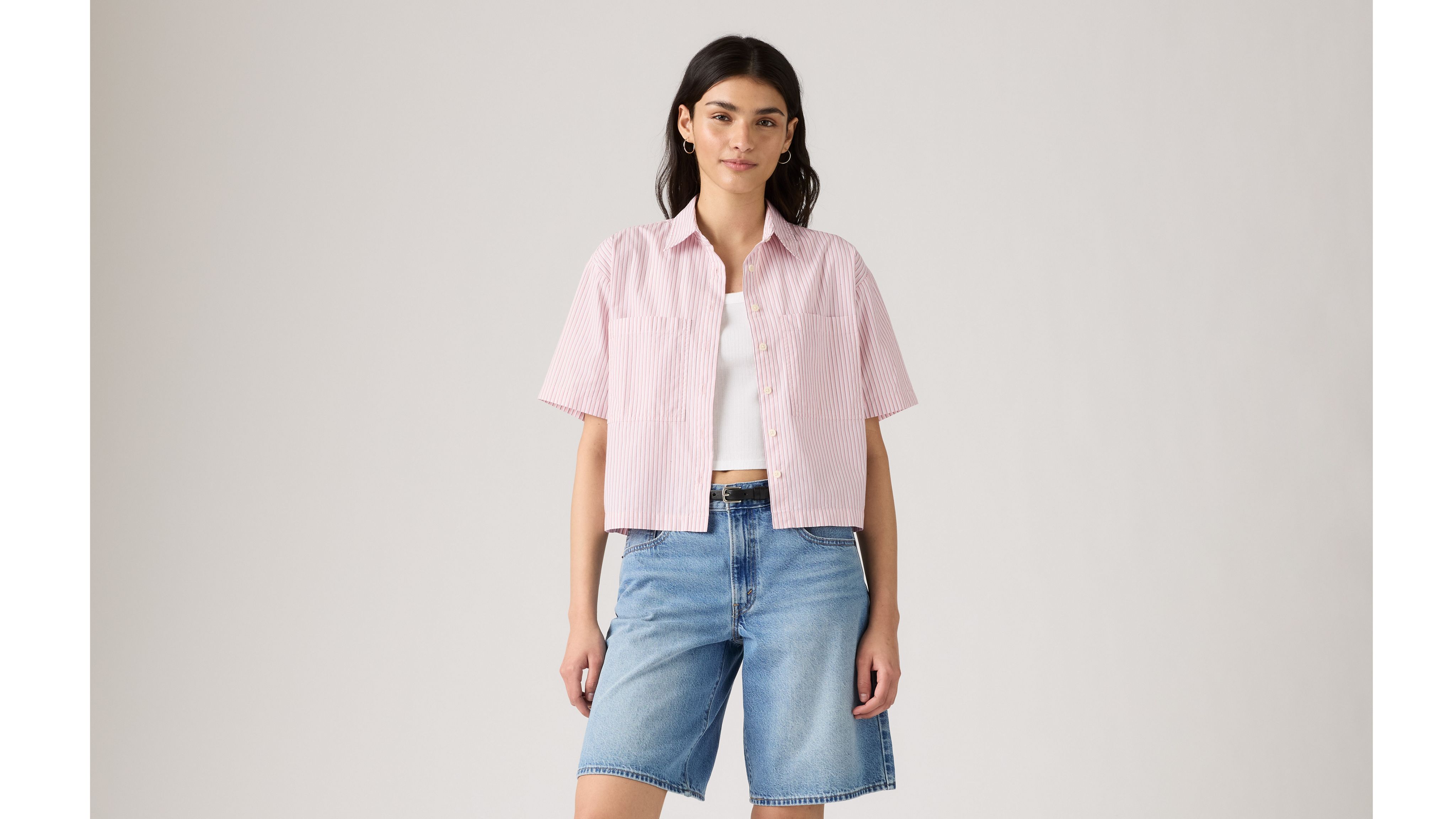 Harlie Short-Sleeve Cropped Shirt
