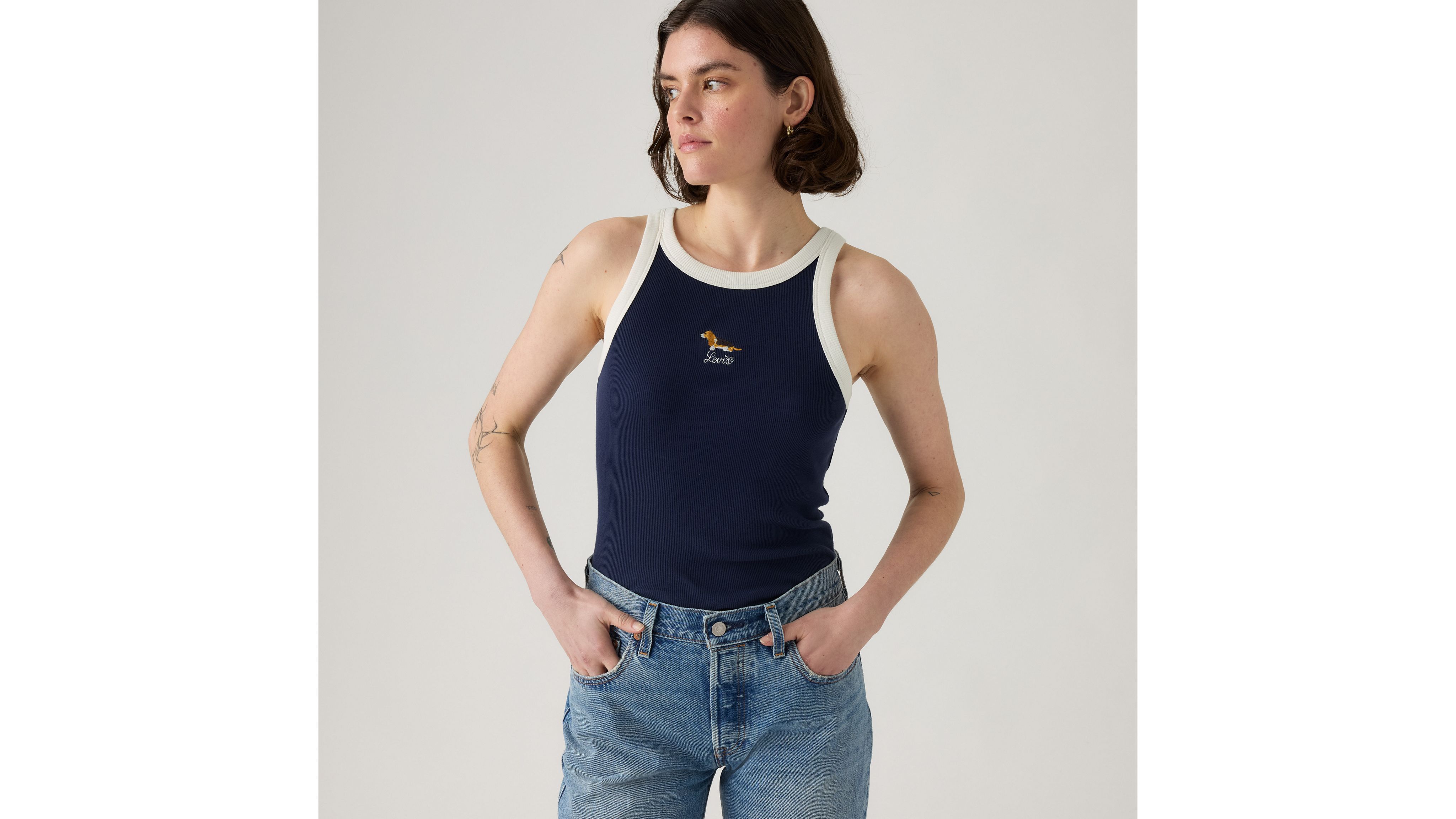 Levi's Graphic Essential Racer Tank In Blue