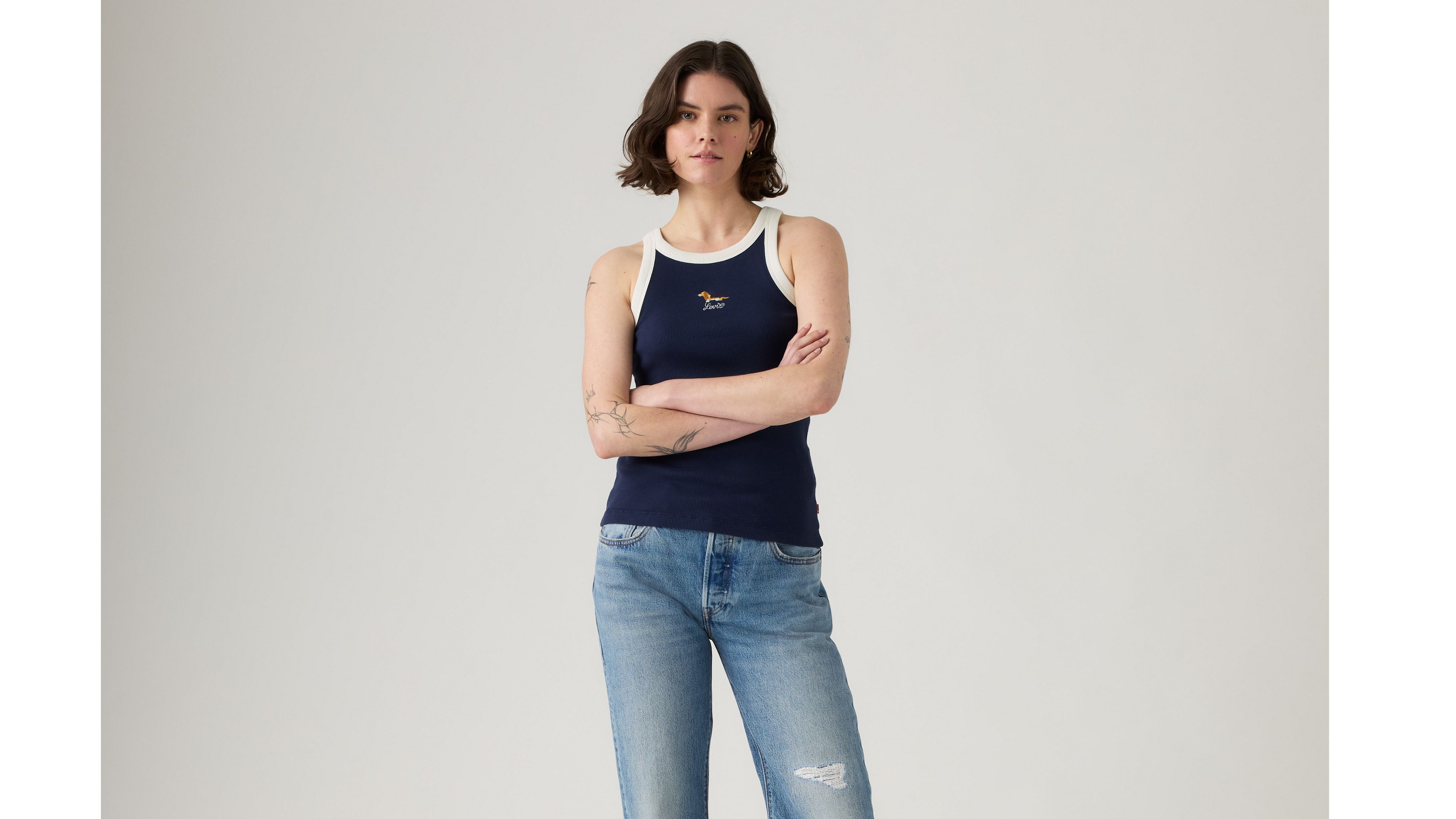 Levi's Graphic Essential Racer Tank In Blue