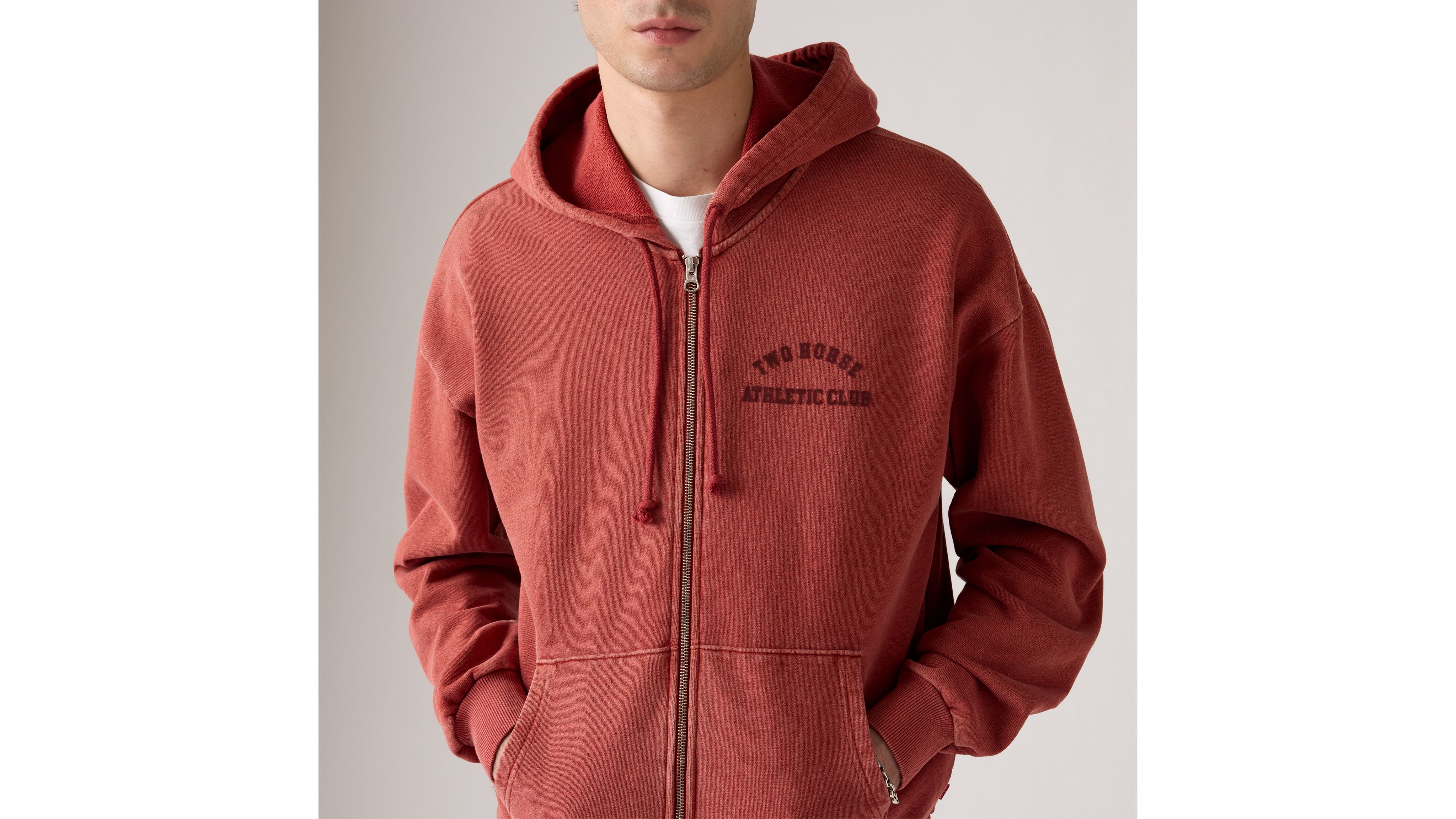 Two Horse Boxy Zip Up Hoodie Sweatshirt