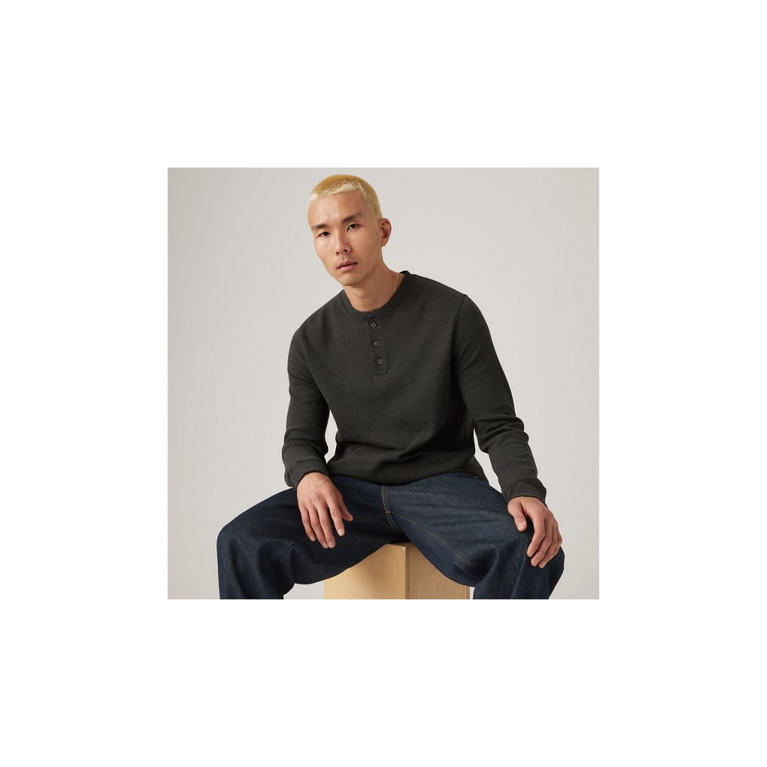 Levi's Long-sleeve Dry Goods Henley In Black