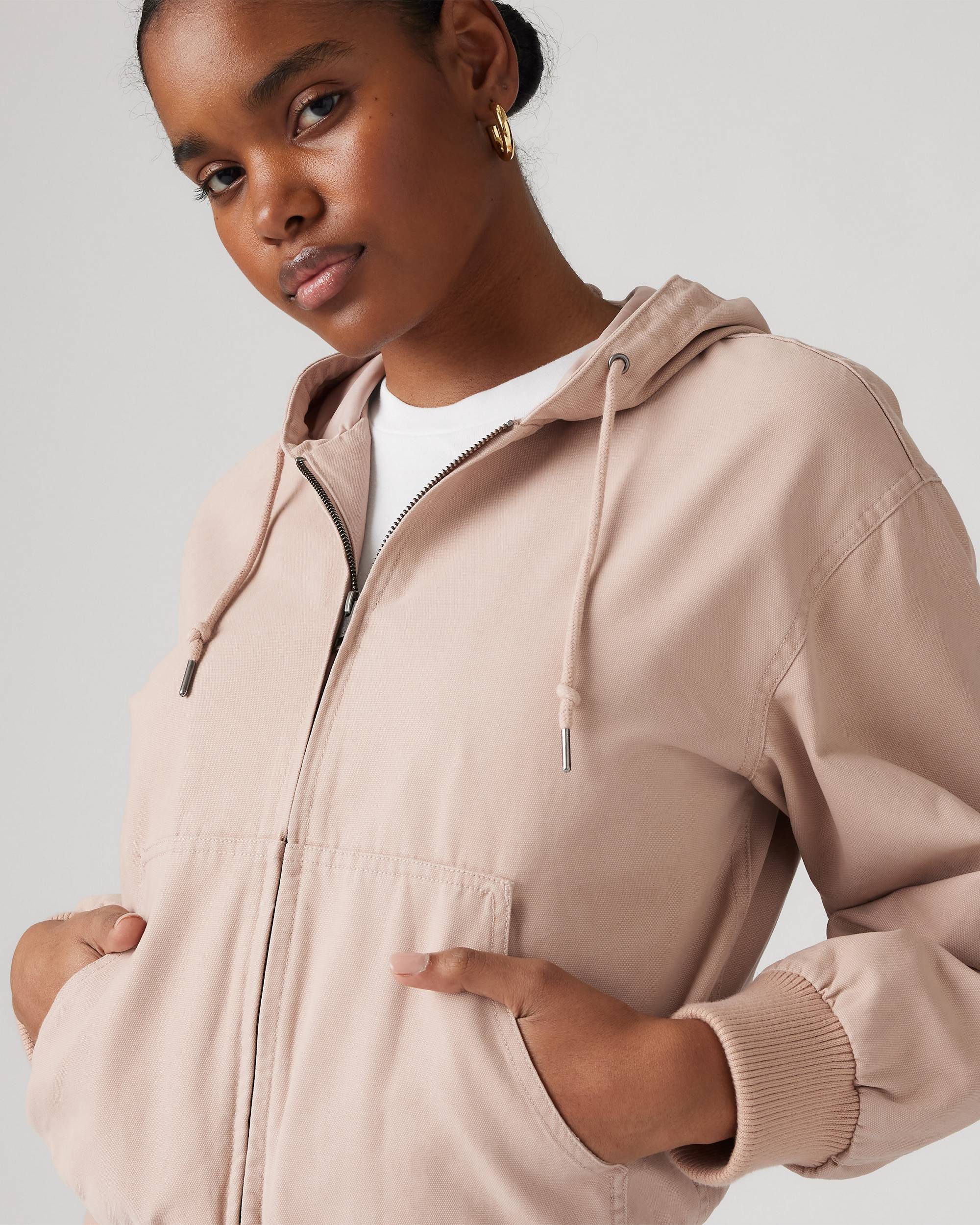 Relaxed Hooded Bomber Jacket - Pink | Levi's® US Relaxed Hooded Bomber Jacket - Pink | Levi's® US