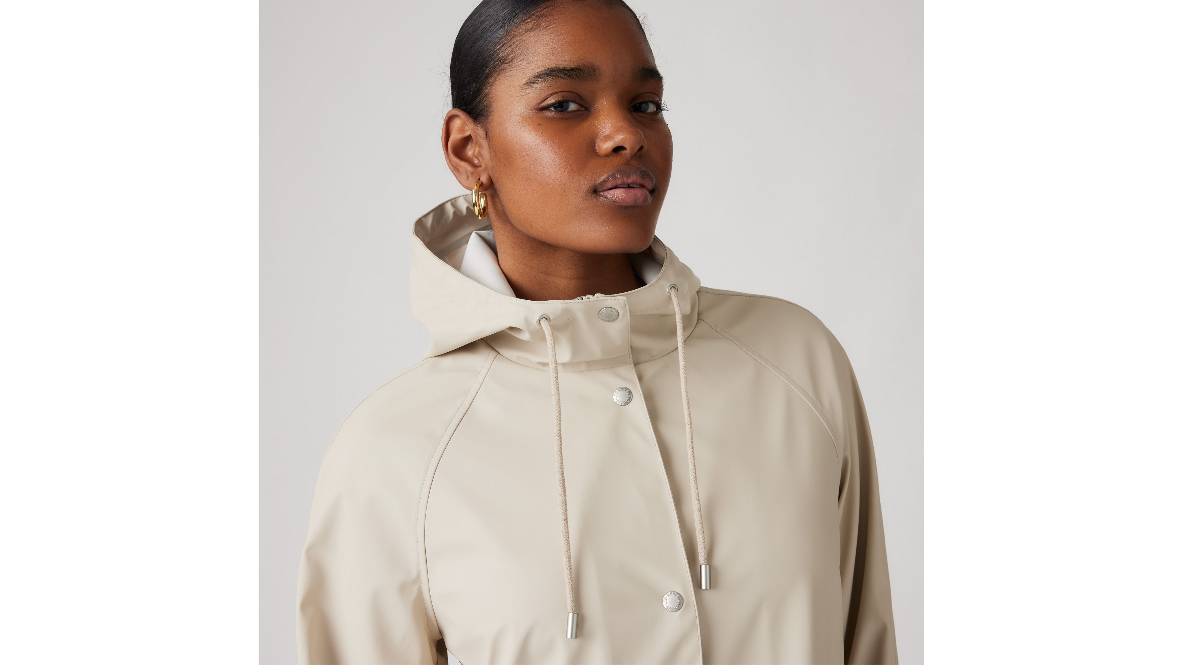Levi's Hooded Rain Jacket In Tan