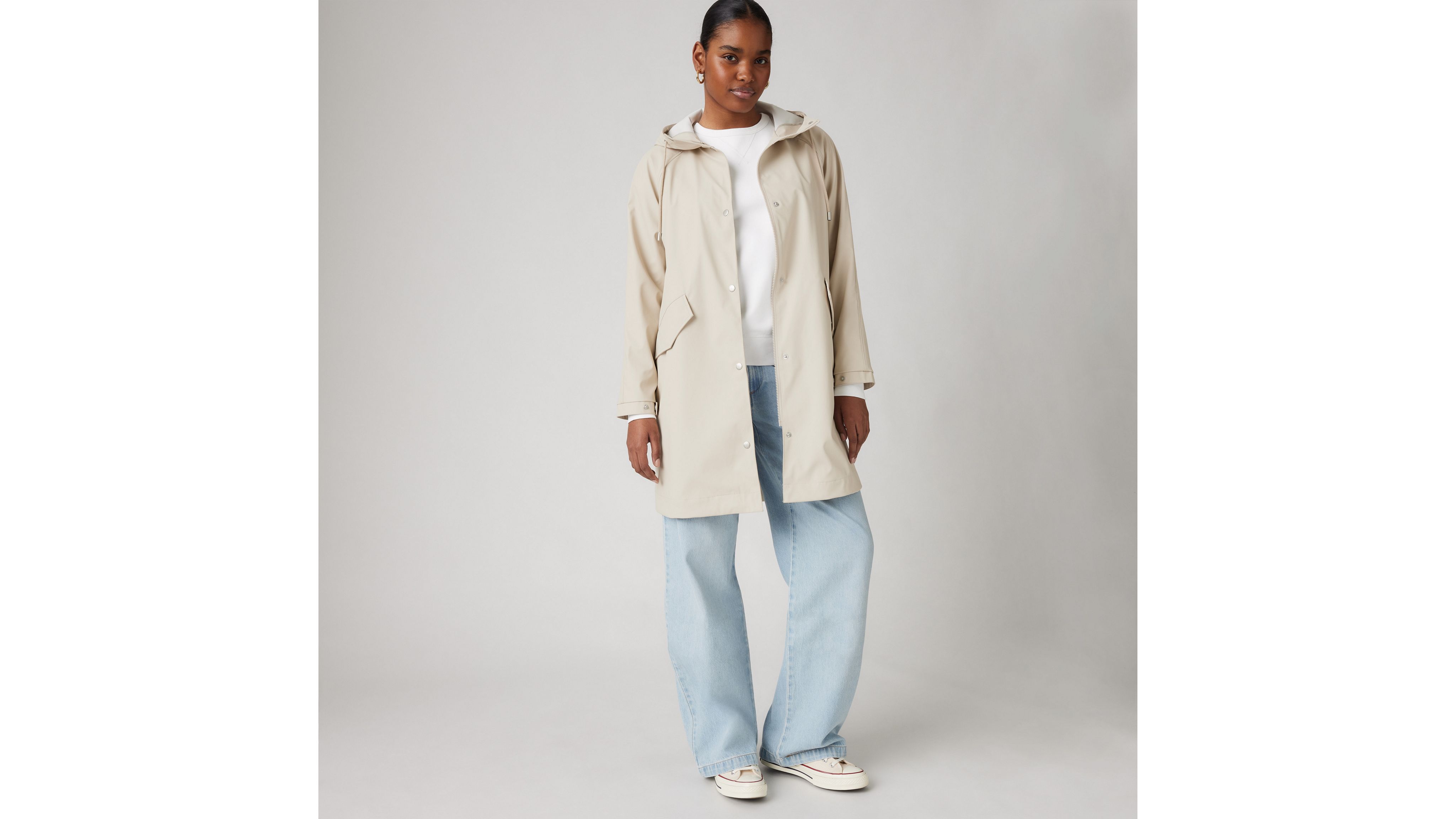 Levi's Hooded Rain Jacket In Tan