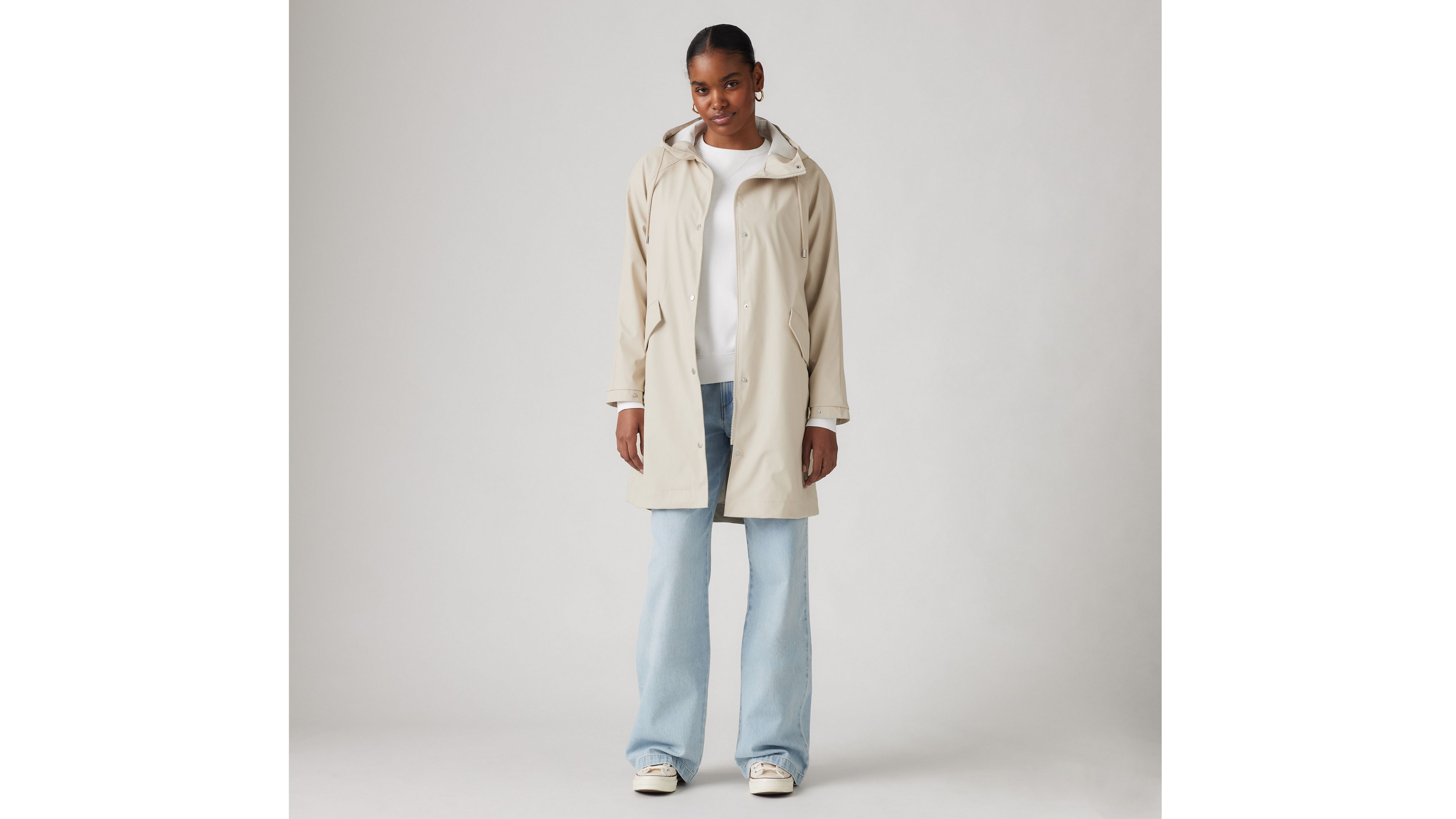 Levi's Hooded Rain Jacket In Tan