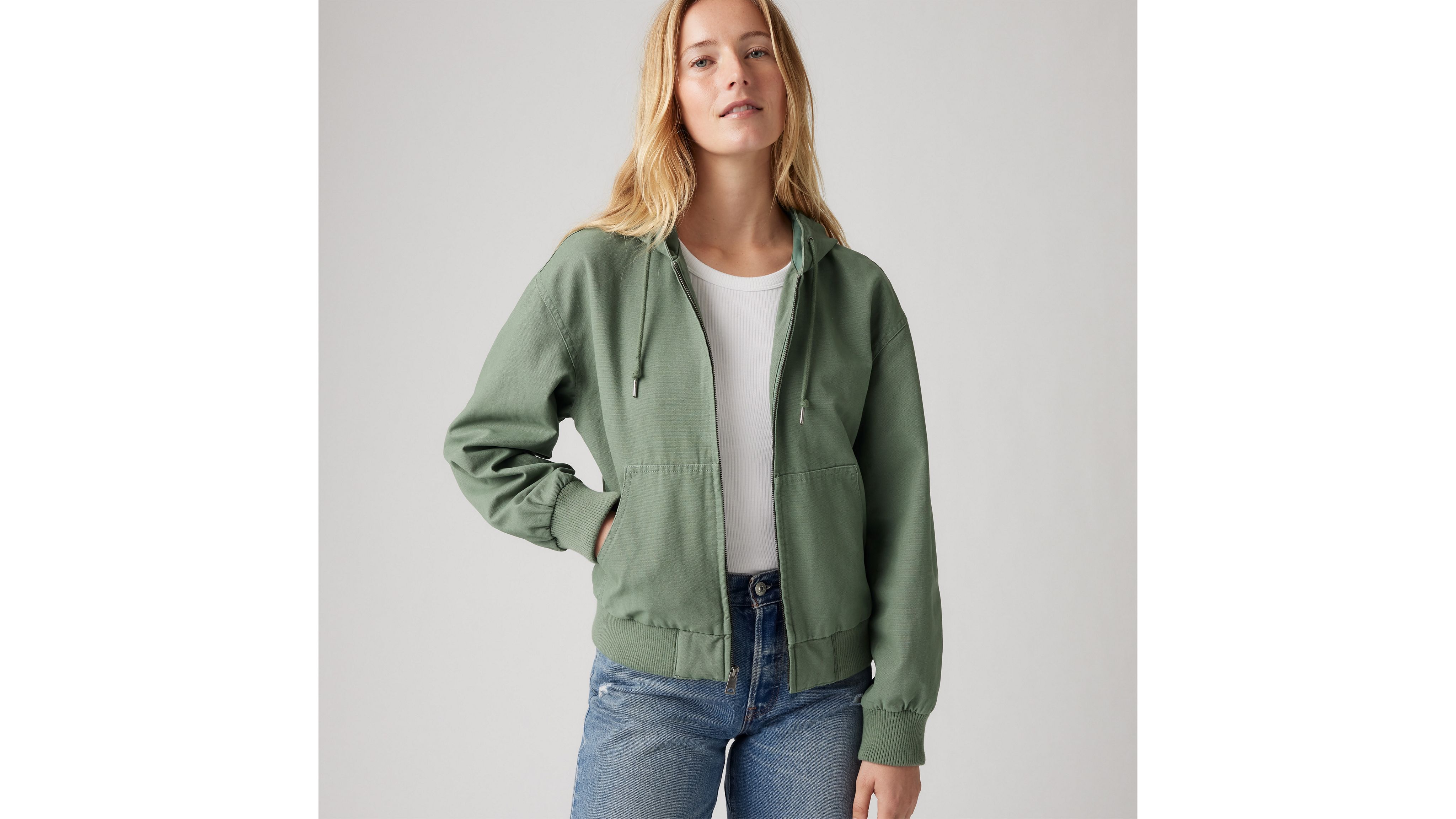 Relaxed Hooded Bomber Jacket