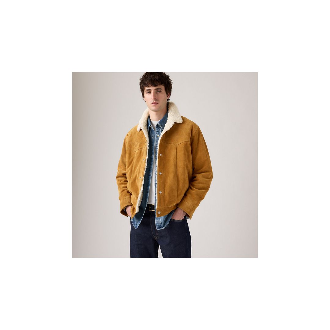 Levi's Western Suede Sherpa Tucker Jacket In Brown
