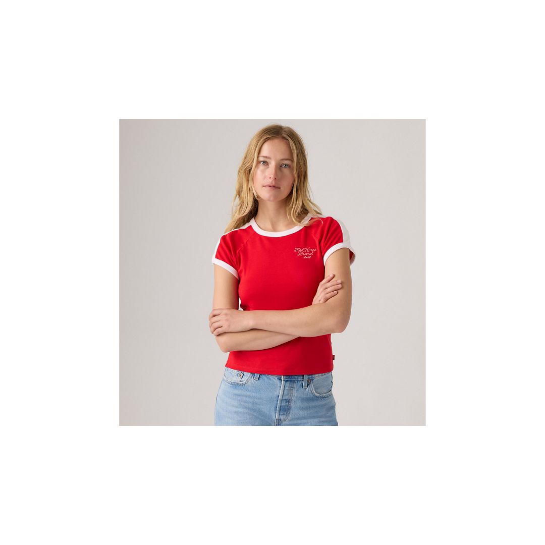Levi's Graphic Riley Raglan Tee T-shirt In Red