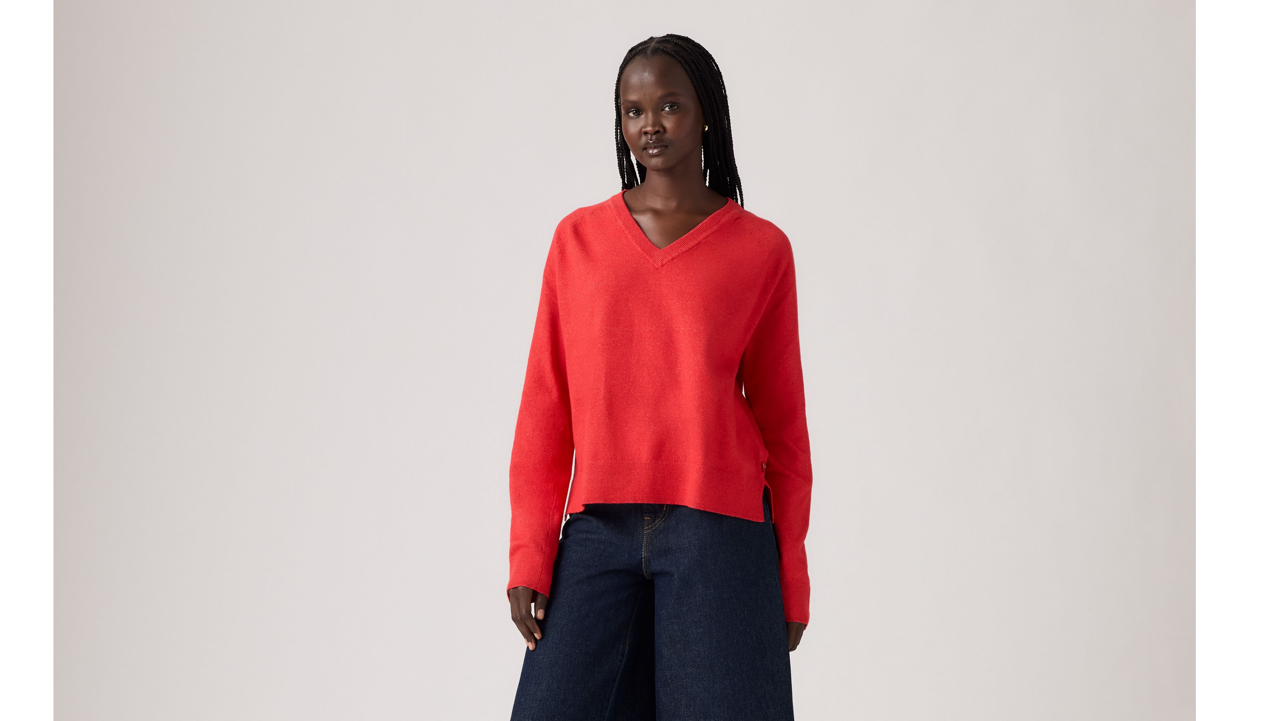 Levi's Damen Petal V-Neck Sweater - Bequemer Pullover Aus 100% Baumwolle, Relaxed Fit Mit Gerippten Kanten