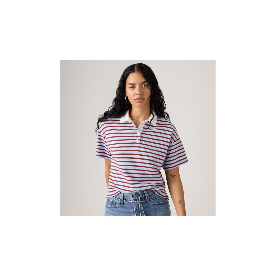 Levi's Burgundy Stripes Polo T-shirt In Blue