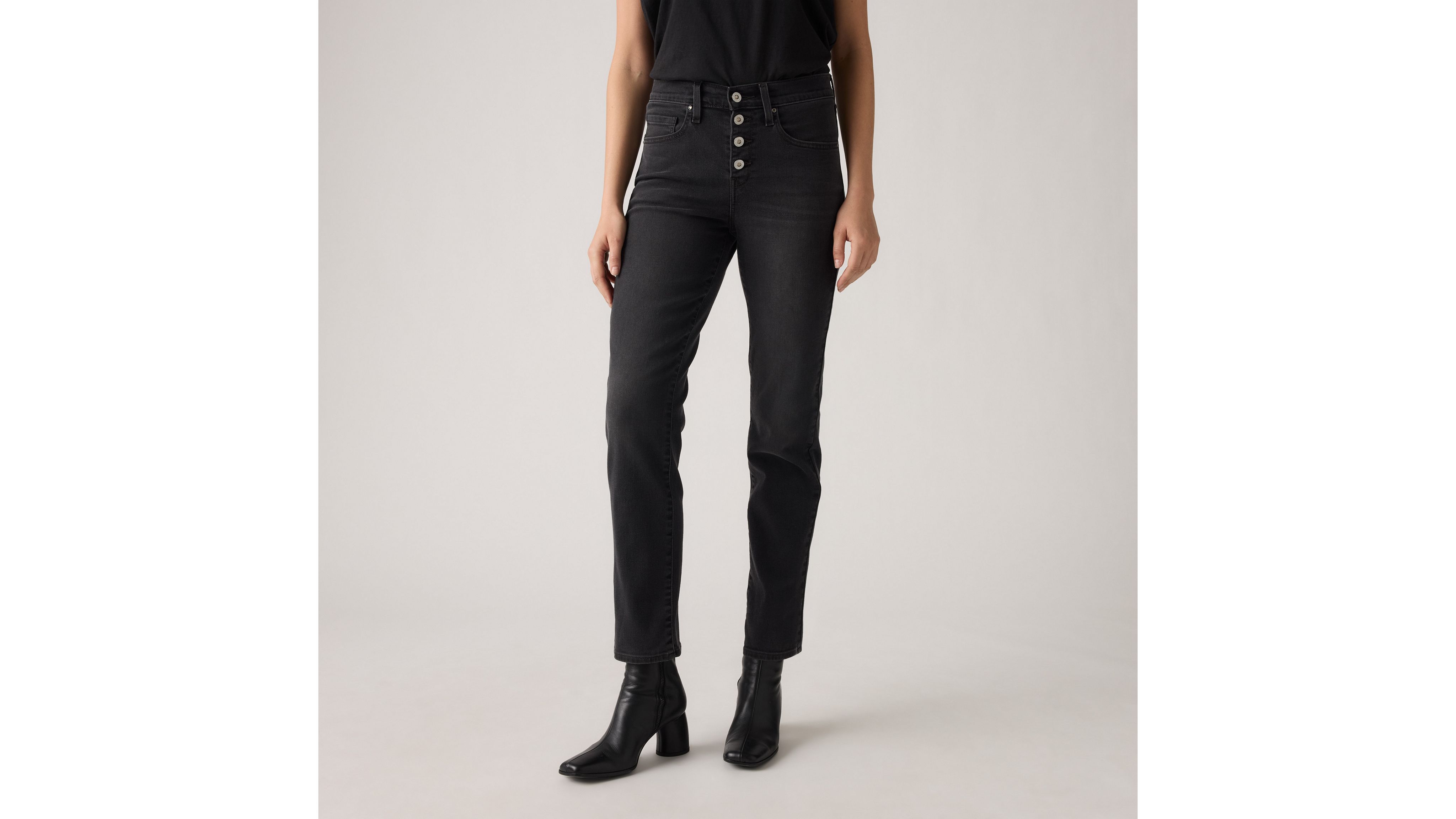 Levi's 724 High Rise Button Fly Straight Women's Jeans 32x32 In Black