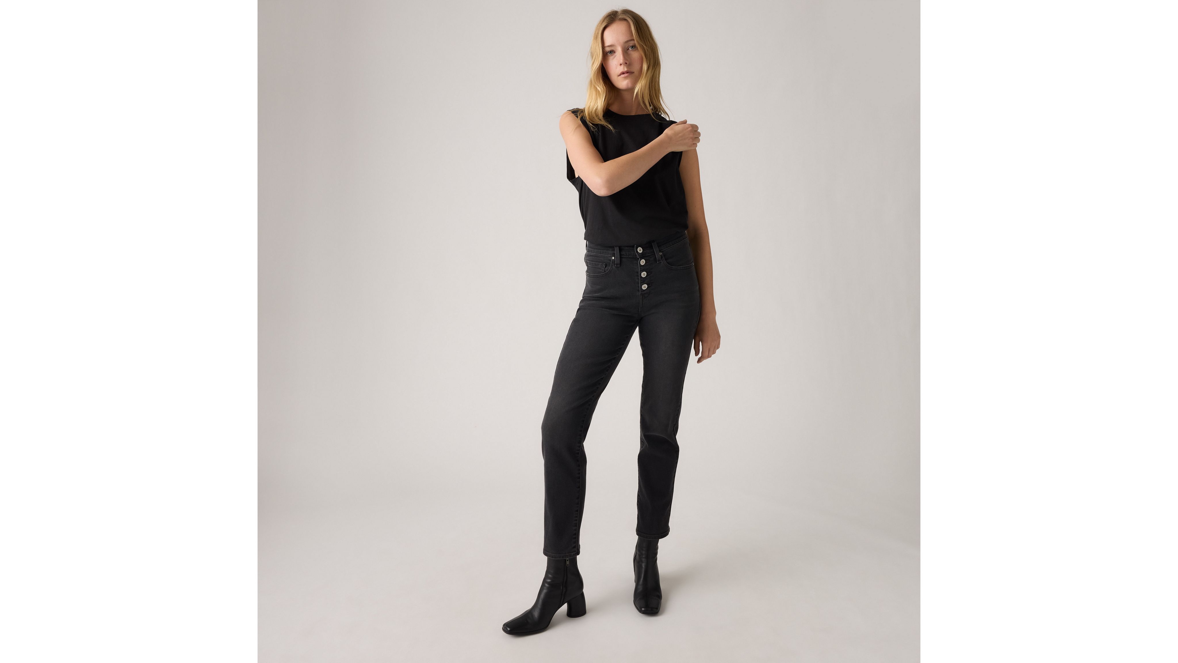 Levi's 724 High Rise Button Fly Straight Women's Jeans 32x32 In Black